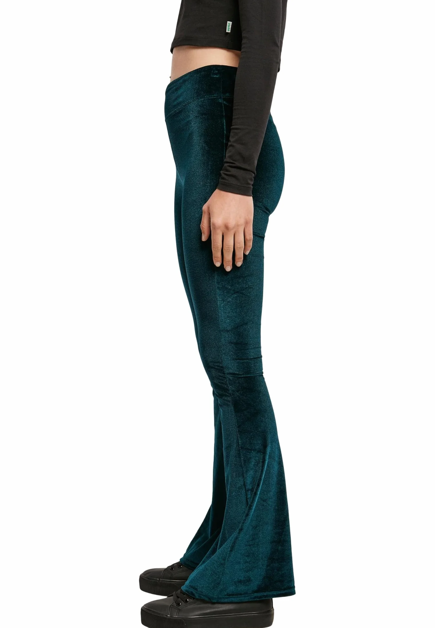 Urban Classics Damskie Legginsy Z Wysokim Stanem Velvet Boot Cut - Leginsy Kobiety