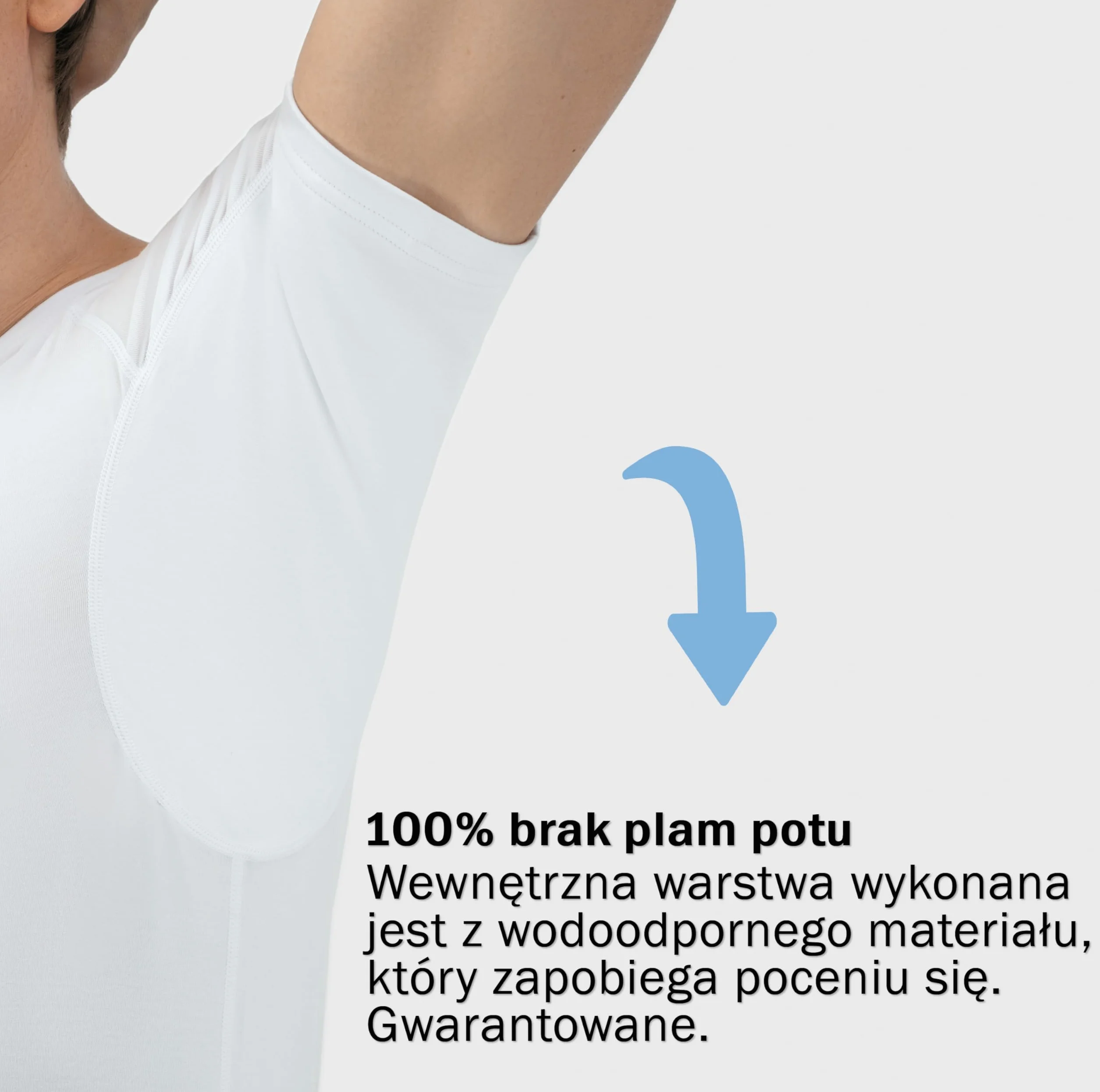 Przeciwpotna koszulka - koszulka przeciw plamom potu - koszulce pod koszulę - Przeciwpotna koszulka pod koszulę - z systemem ArmPads PRO & Silver Treatment - męska - okrągła szyja