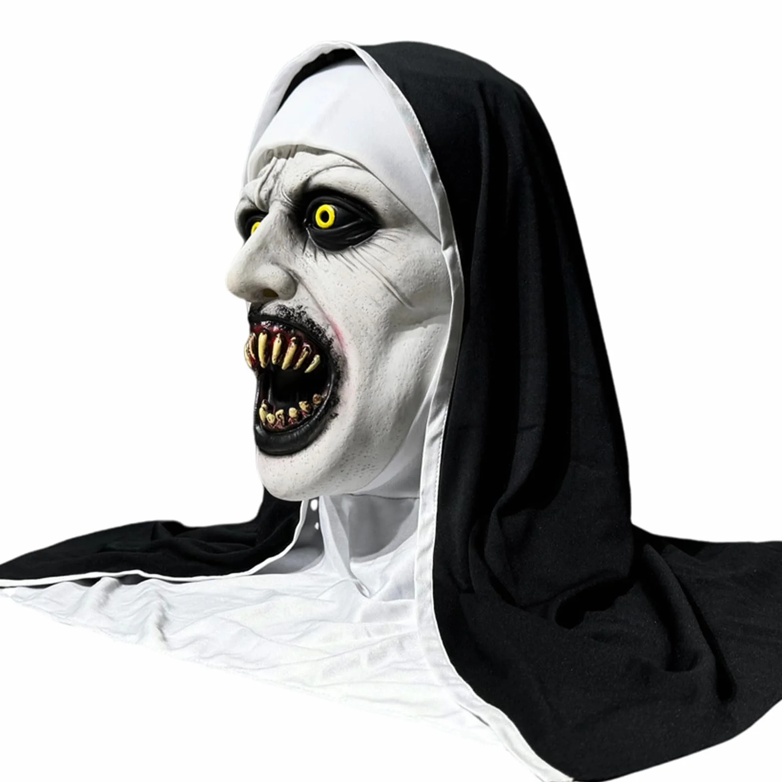Kostium na Halloween, maska na Halloween, przerażająca zakonnica, maska na całą głowę, wykonana z lateksu, idealna na Halloween, imprezy z horroru i imprezy kostiumowe, uniseks