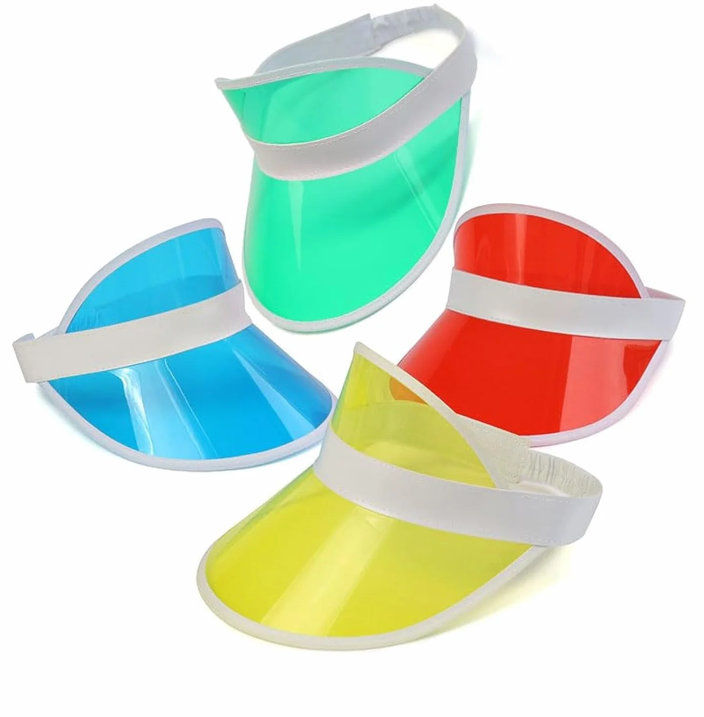 Neonowe osłony przeciwsłoneczne unisex dla mężczyzn i kobiet, 4 szt. unisex w stylu retro w stylu retro neonowe osłony przeciwsłoneczne plastikowy daszek golfowy opaska na głowę na poker imprezę