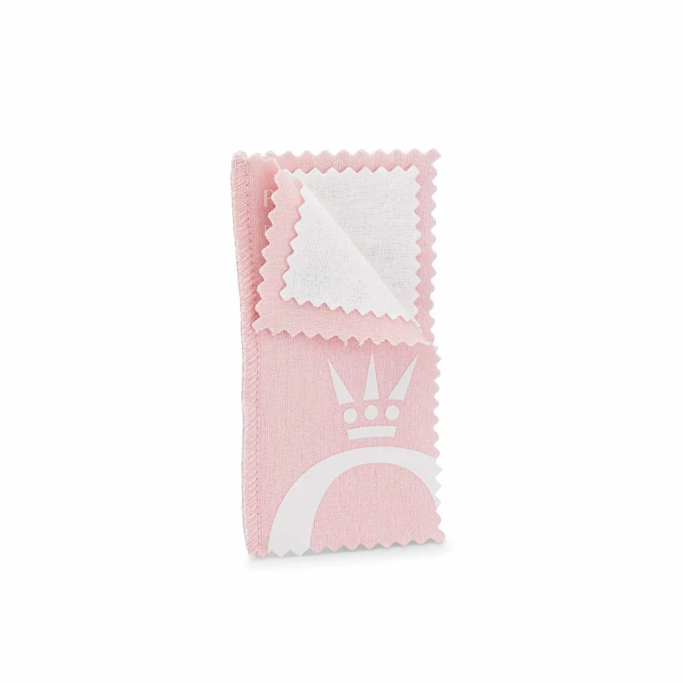 Pandora Poliertuch Silberputztuch aus Mikrofaser in der Farbe Weiß-Rosa, Maße: ca. 12cm x 6,5cm, A001