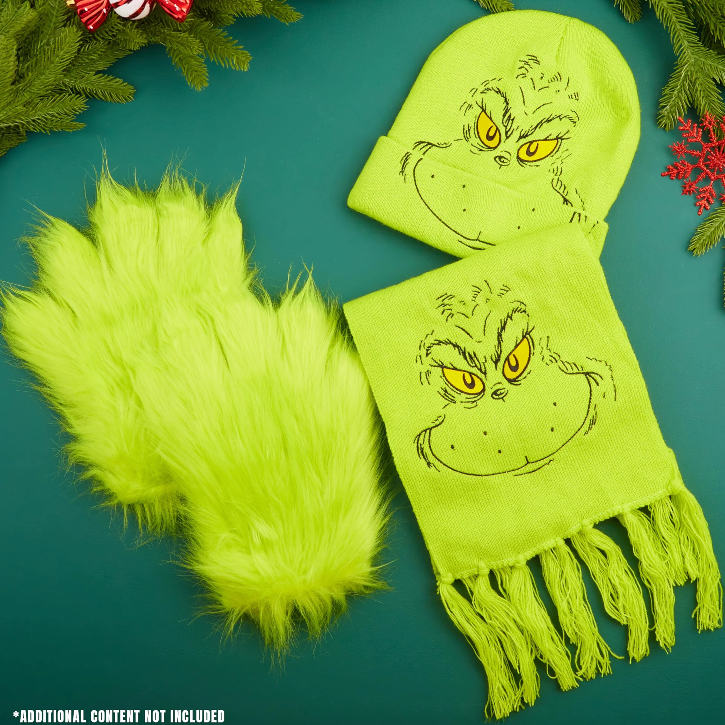 Zestaw zimowych akcesoriów The Grinch dla kobiet, mężczyzn i nastolatków - czapka, szalik i rękawiczki