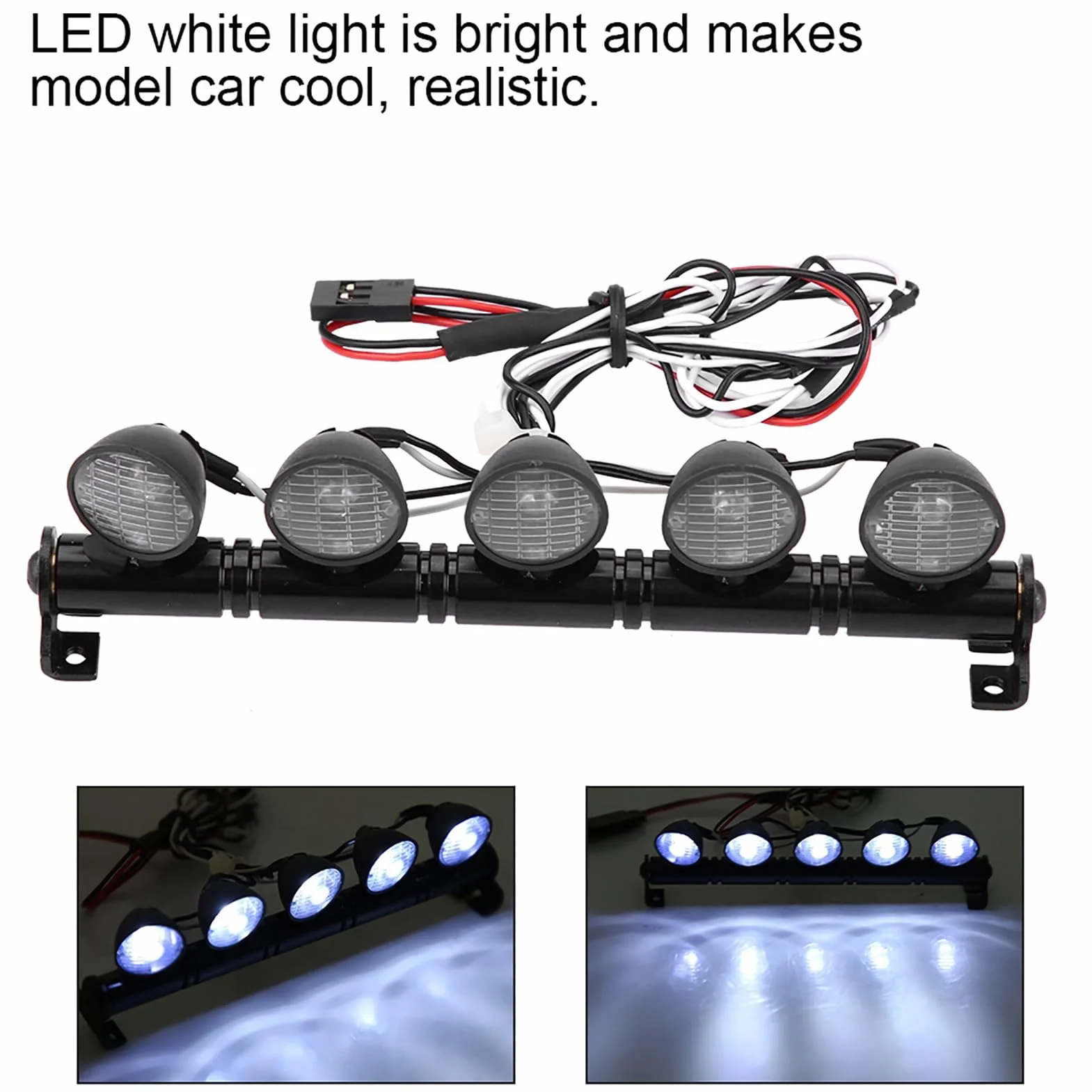 Wpl B16 B36 Części do Huśtawek Metalowe Metalowe 5 Diod Led Listwa świetlna Reflektor Lampa Akcesoryjna część dla Axail Scx10 Rc Samochód 1/10 Rc światła Dachowe Rolle
