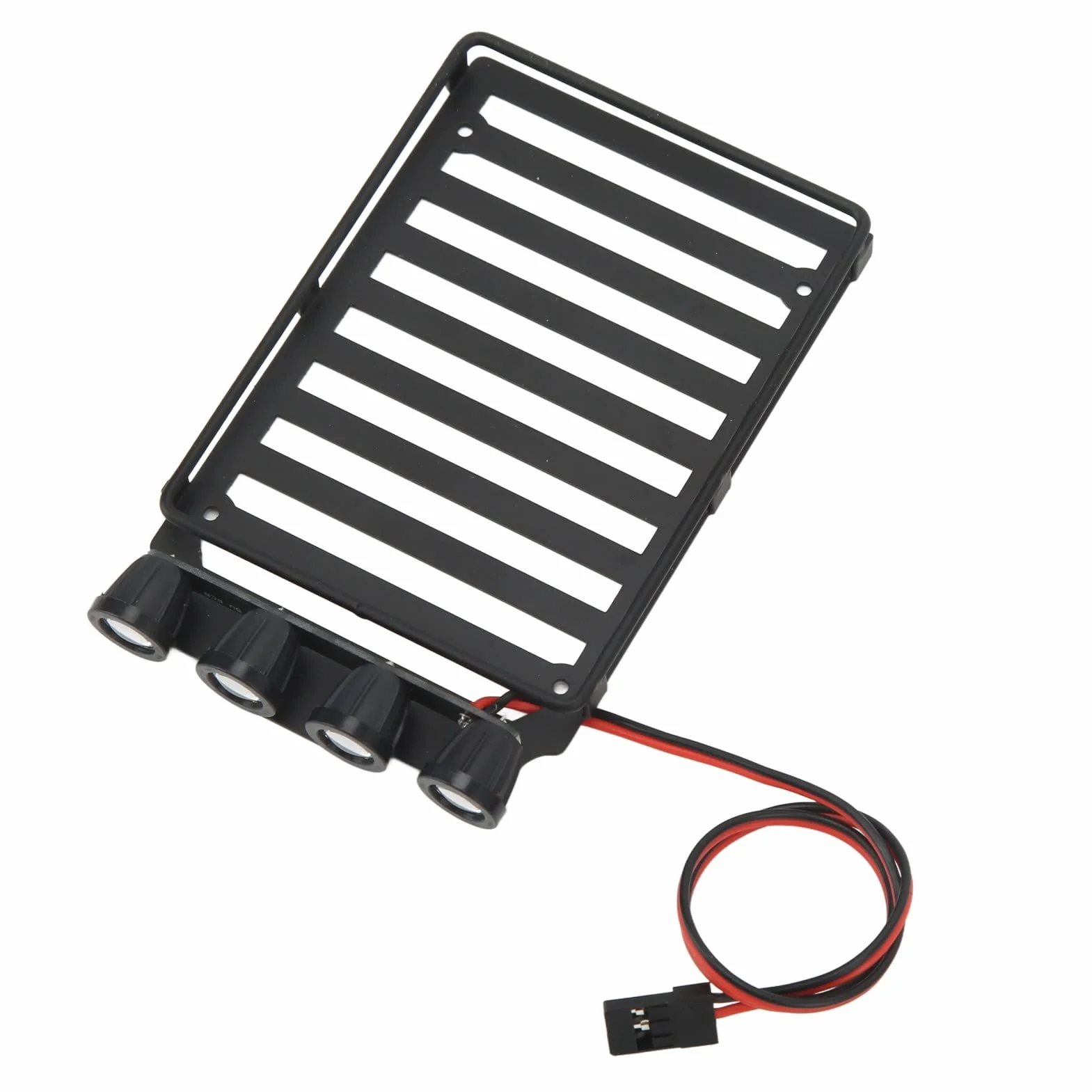 Dilwe Bagażnik Dachowy RC, ze światłem LED do Gąsienicy Axial SCX24 1 24 RC, Trwały Plastikowy materiał żelazny, łatwa Instalacja Akcesorium do Symulacji (Okrągła Lampa)