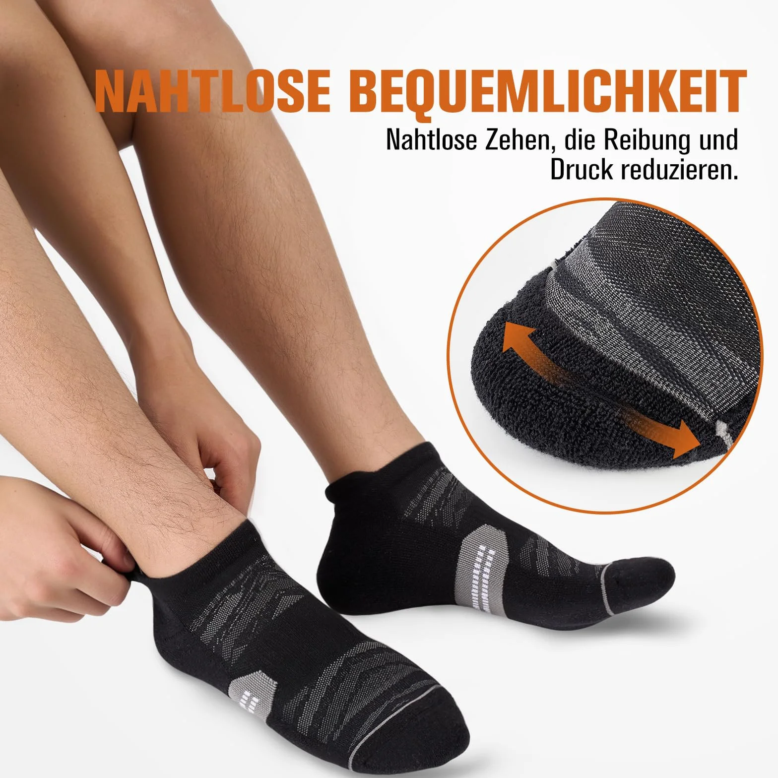 Niorasen Sneaker skarpetki męskie damskie, oddychające krótkie skarpetki sportowe z polstrowaną obudową, 6 par