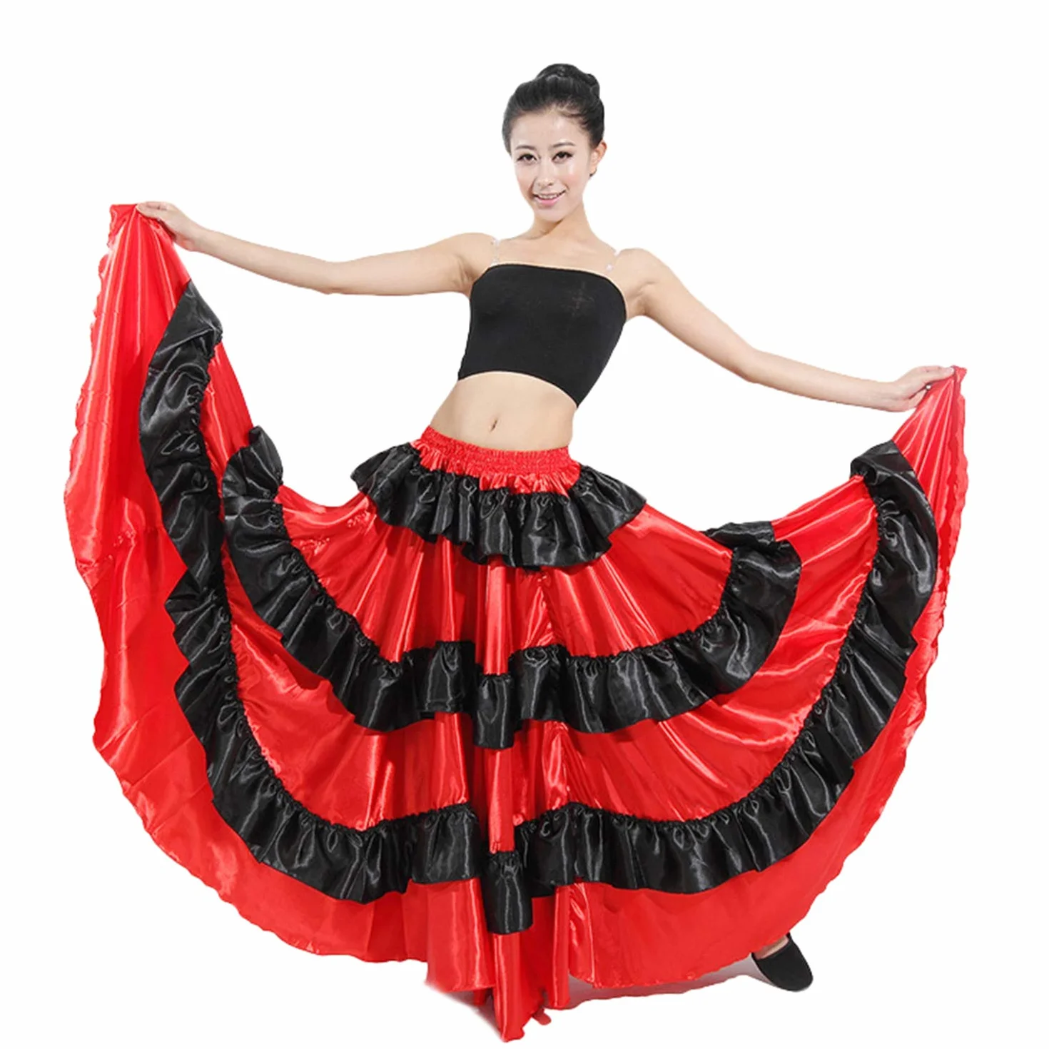 LOLANTA czarna hiszpańska spódnica Torero dla kobiet kostium flamenco na studniówkę
