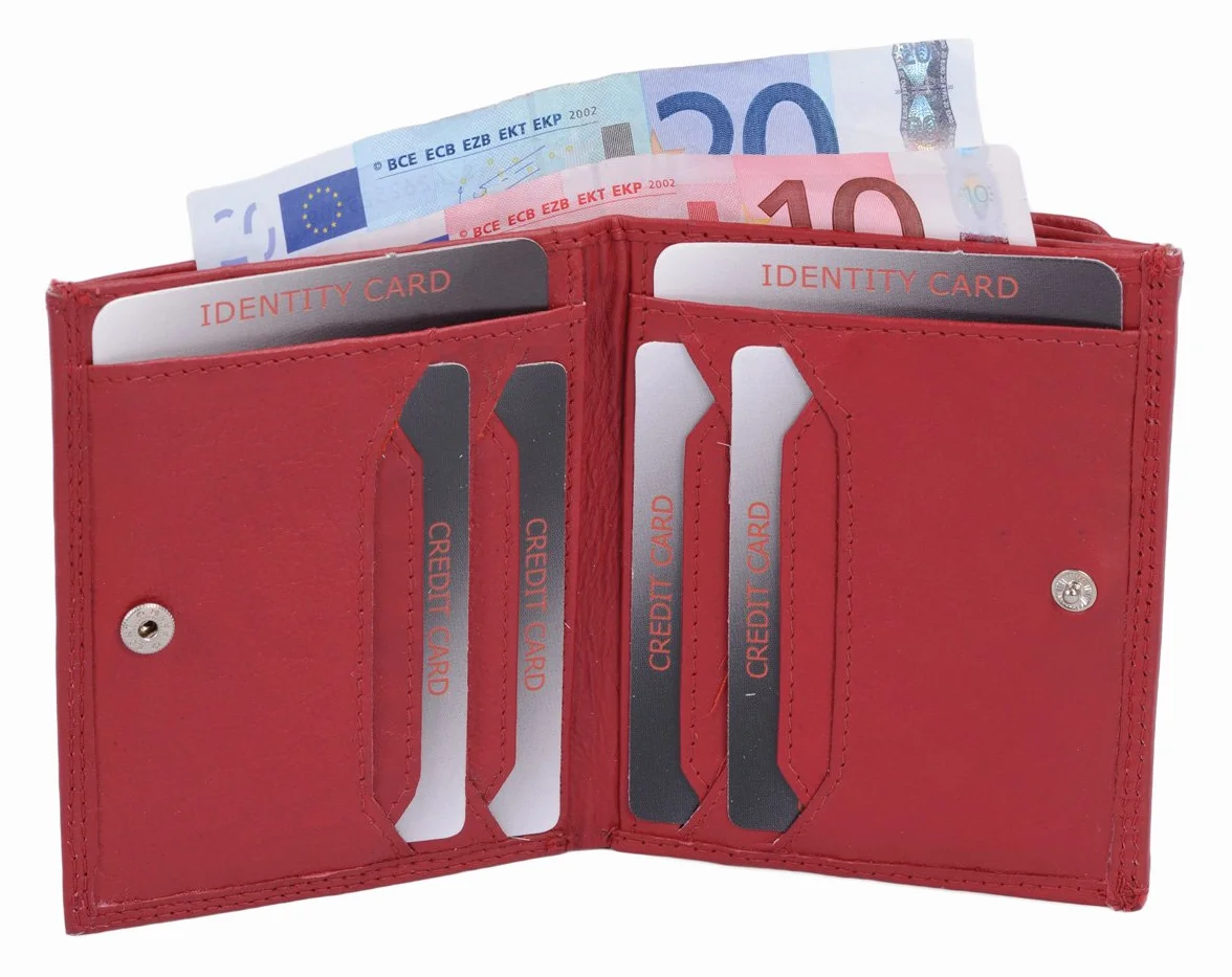 LEAS Portmonetka wiedeńskie pudełko z ochroną RFID z prawdziwej skóry, czerwone, edycja specjalna, czerwony, 11,5 x 9,5 x 2 centimètre