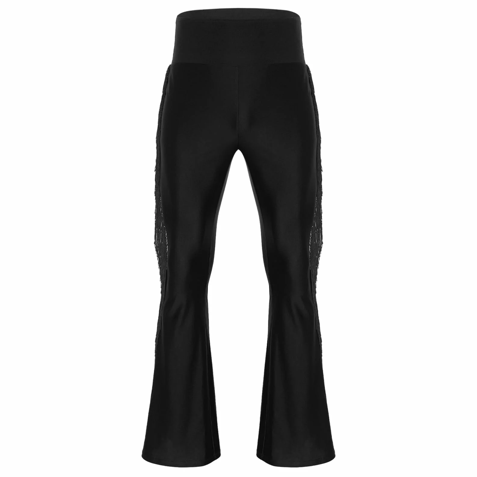 ranrann Męskie spodnie do tańca latynoskiego w kratę Rozkloszowane spodnie z wysokim stanem Disco Tango Tango Dancewear
