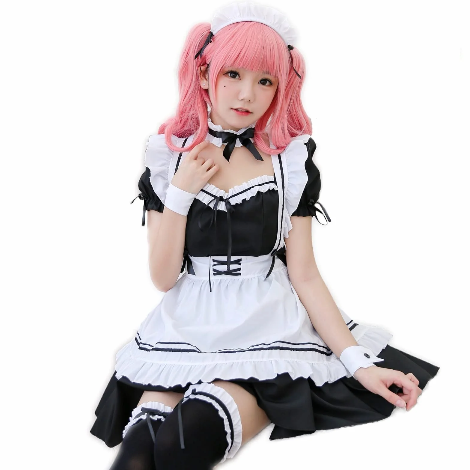 CarolynDesign Anime Cosplay francuski fartuch pokojówka fantazyjna sukienka kostium zestaw