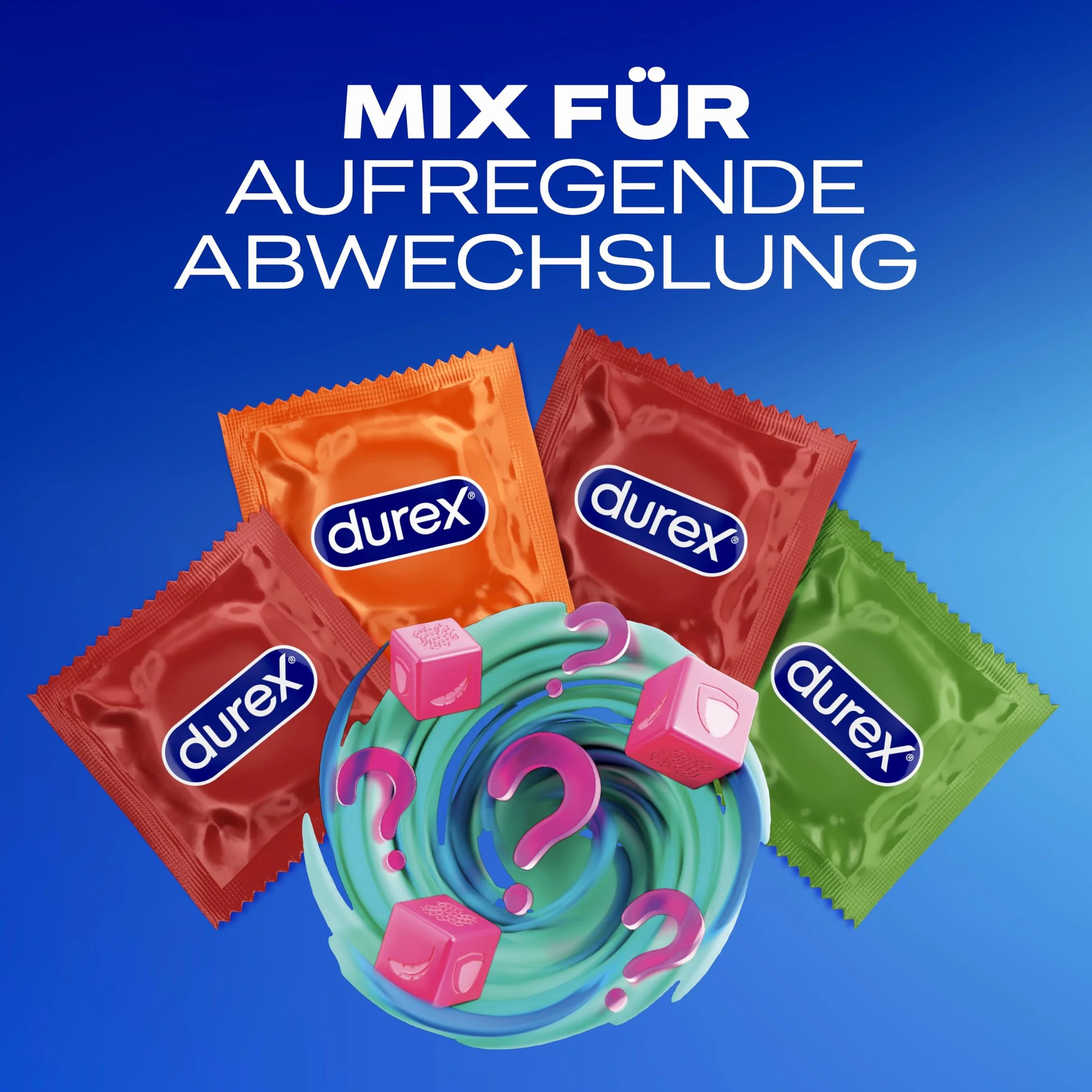 Durex "Mich prezerwatywy – ekscytująca różnorodność dla jeszcze większej zabawy – zestaw mieszany – pakiet próbny – JGA – duże opakowanie 30 sztuk (1 x 30 sztuk)