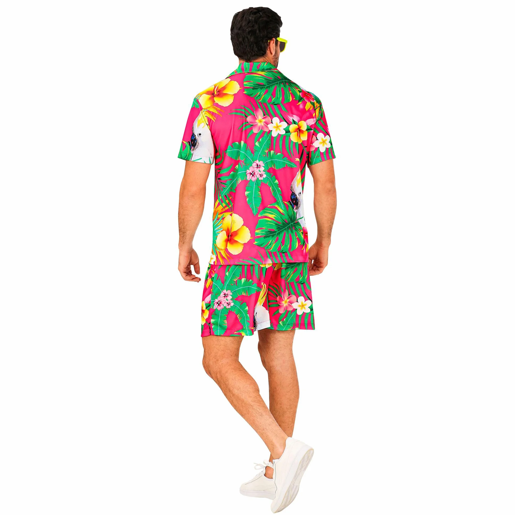 W WIDMANN MILANO Party Fashion - Strój Hawaje, koszula z krótkim rękawem i szorty, kwiaty, aloha, impreza na plaży, przebranie