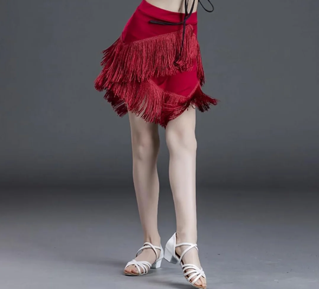 Spódnica do tańca dla dziewcząt Frędzle Latin Ballroom Tango Taniec brzucha Chusta na biodra Spódnica z frędzlami Rumba Cha Cha Samba Konkursowa sukienka do tańca