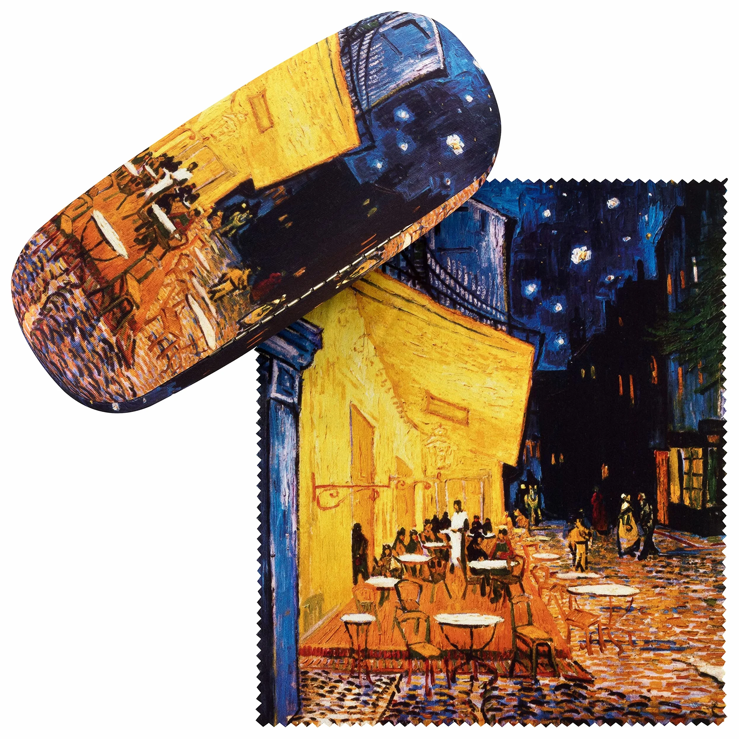 VON LILIENFELD etui na okulary Vincent van Gogh nocna kawiarnia okulary ściereczka z mikrofibry do czyszczenia okularów pudełko na okulary solidne etui pokryte tkaniną
