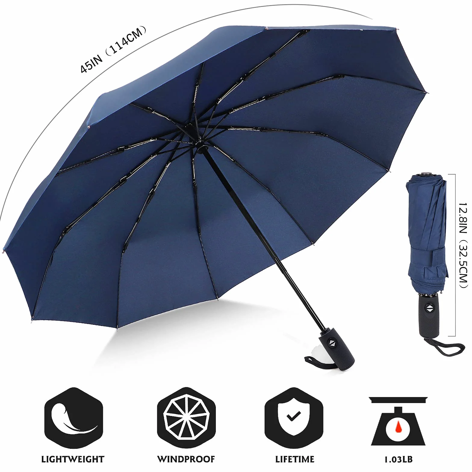 ZOMAKE Składana Parasolka Kompaktowa Mocna i Odporna na Wiatr, Mały Parasol Podróżny Przenośny Składany Automatyczny dla Kobiet i Mężczyzn, 114 cm
