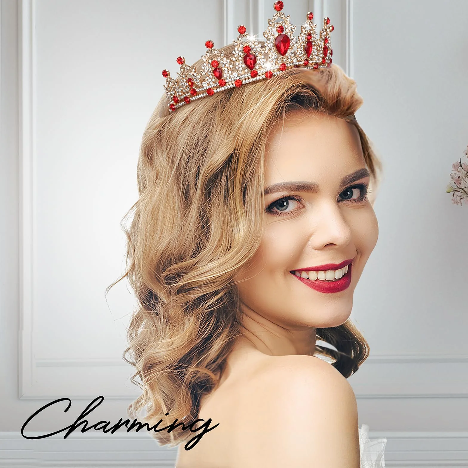 DRESHOW Korona Urodzinowa dla Kobiet Urodzinowa Kryształowa Tiara z Kryształu Górskiego dla Dziewczynek Ozdoby do Włosów Akcesoria ślubne Tiara Brokatowa Księżniczka Korona Opaski na Imprezę