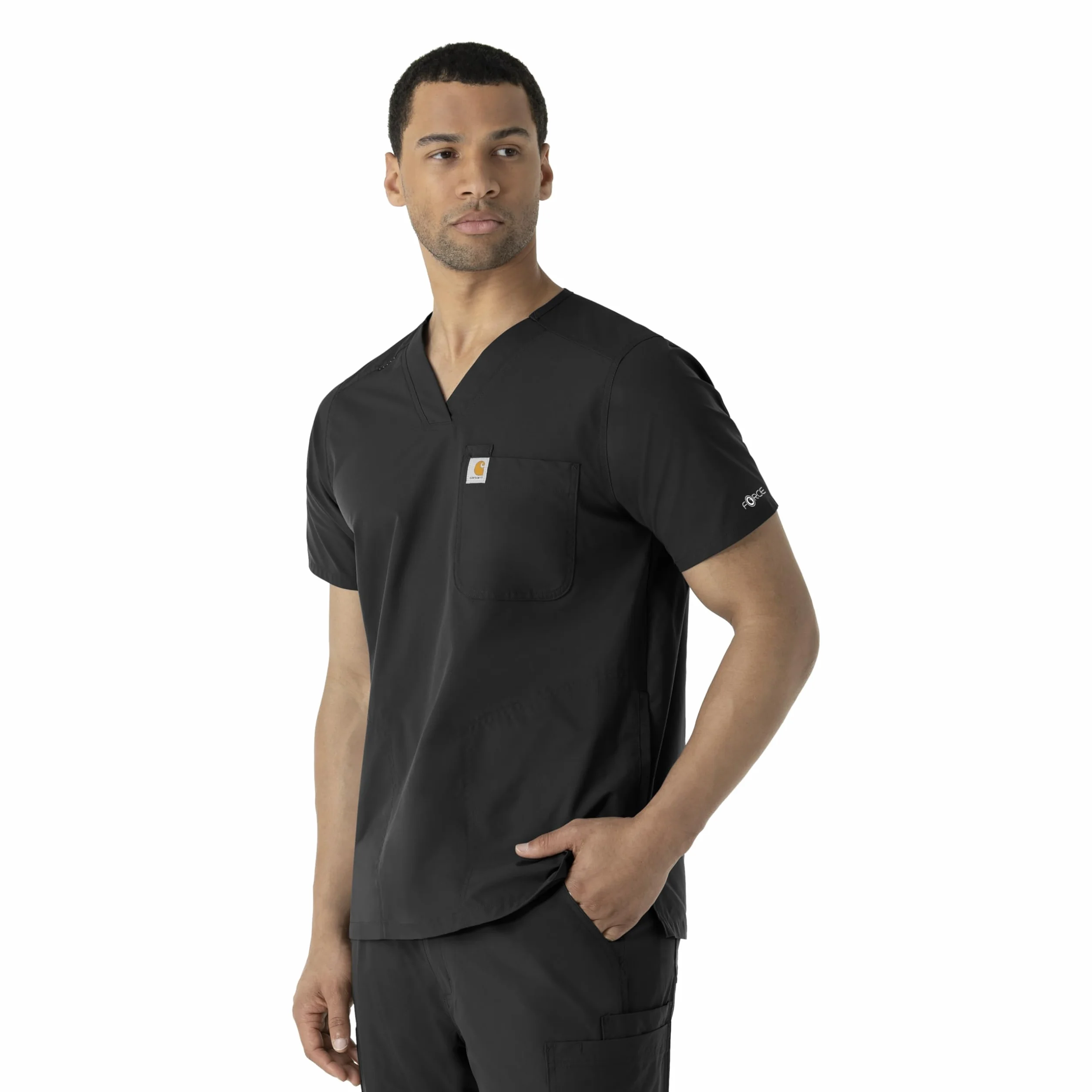 Carhartt Scrubs C16113 Force® Modern Fit V-Neck Top - Medium Regular - Black