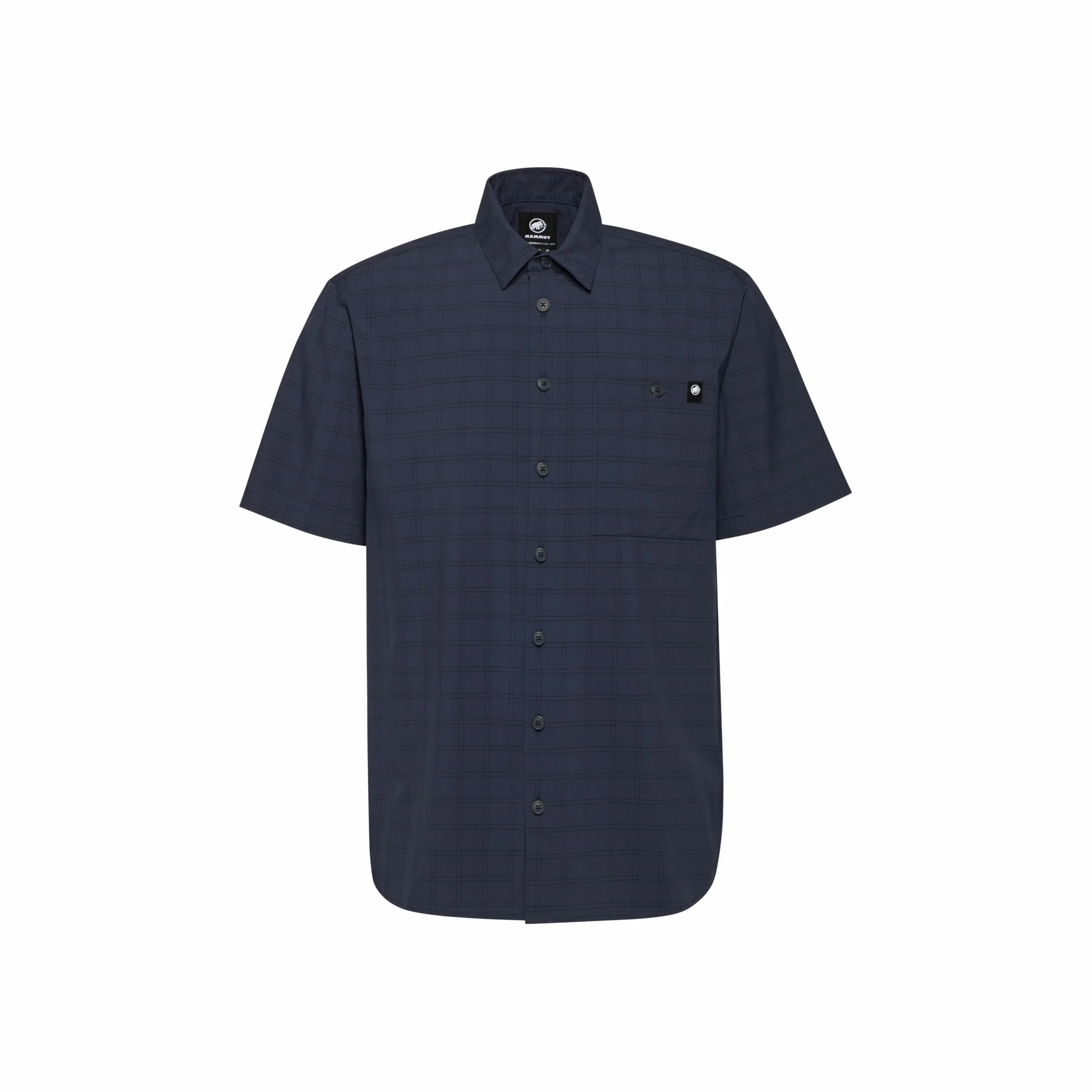 Mammut Lenni Shirt Men – Koszula Trekkingowa Męska | Krótki Rękaw, Ochrona UV, Szybkoschnąca i Oddychająca | Rozmiar M, Granatowy-czarny