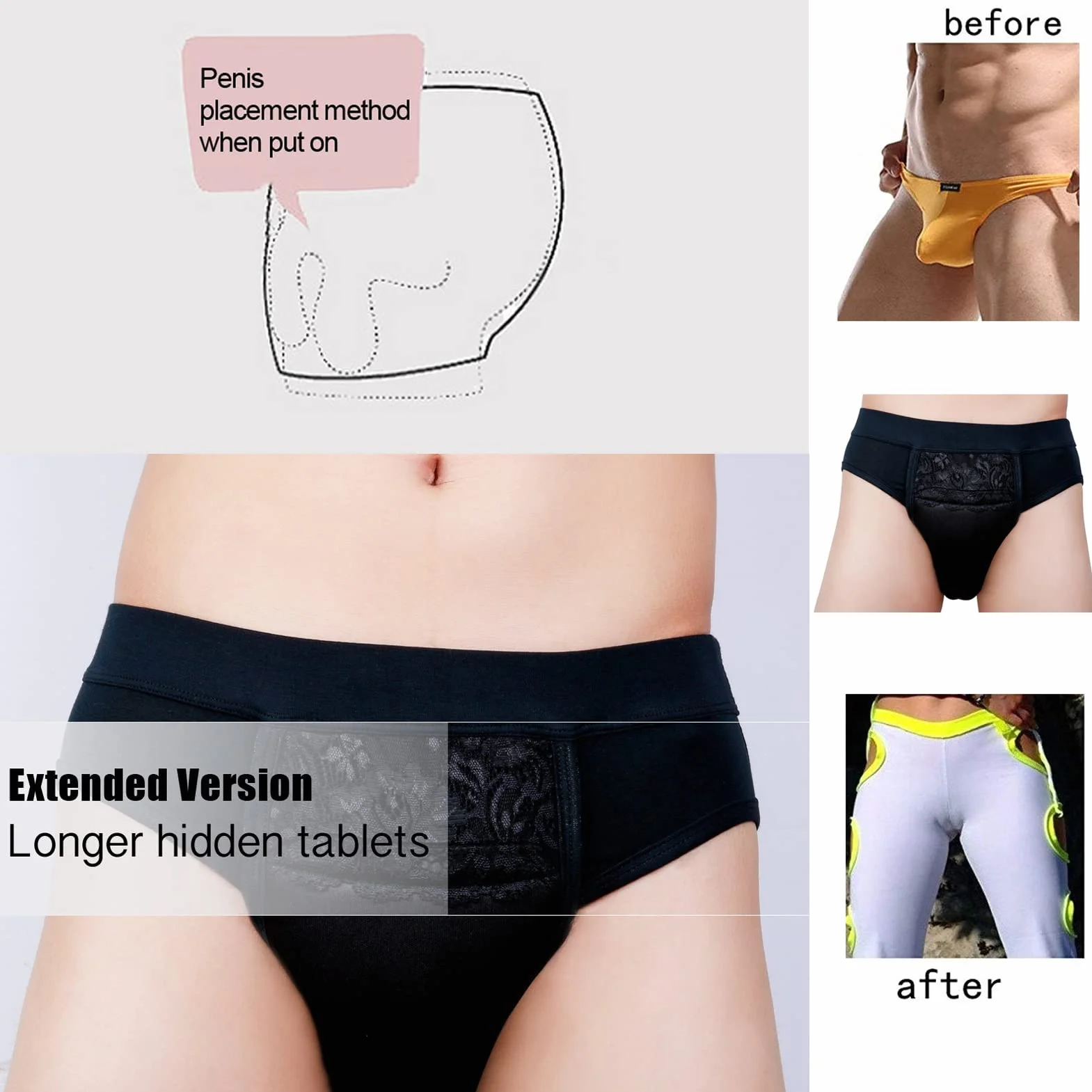 YUFEIDA Hiding Gaff Panty Shaping Pant bielizna męska dla osób transpłciowych
