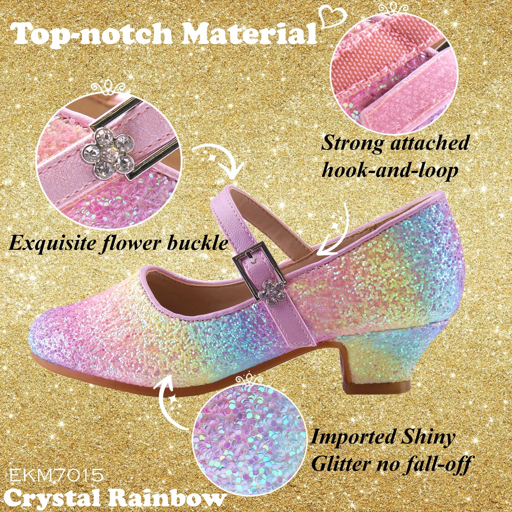 EIGHT KM dziewczęce buty na wysokim obcasie Mary Jane Princess Wedding Party Pump Shoes EKM7015 for Kids Toddler