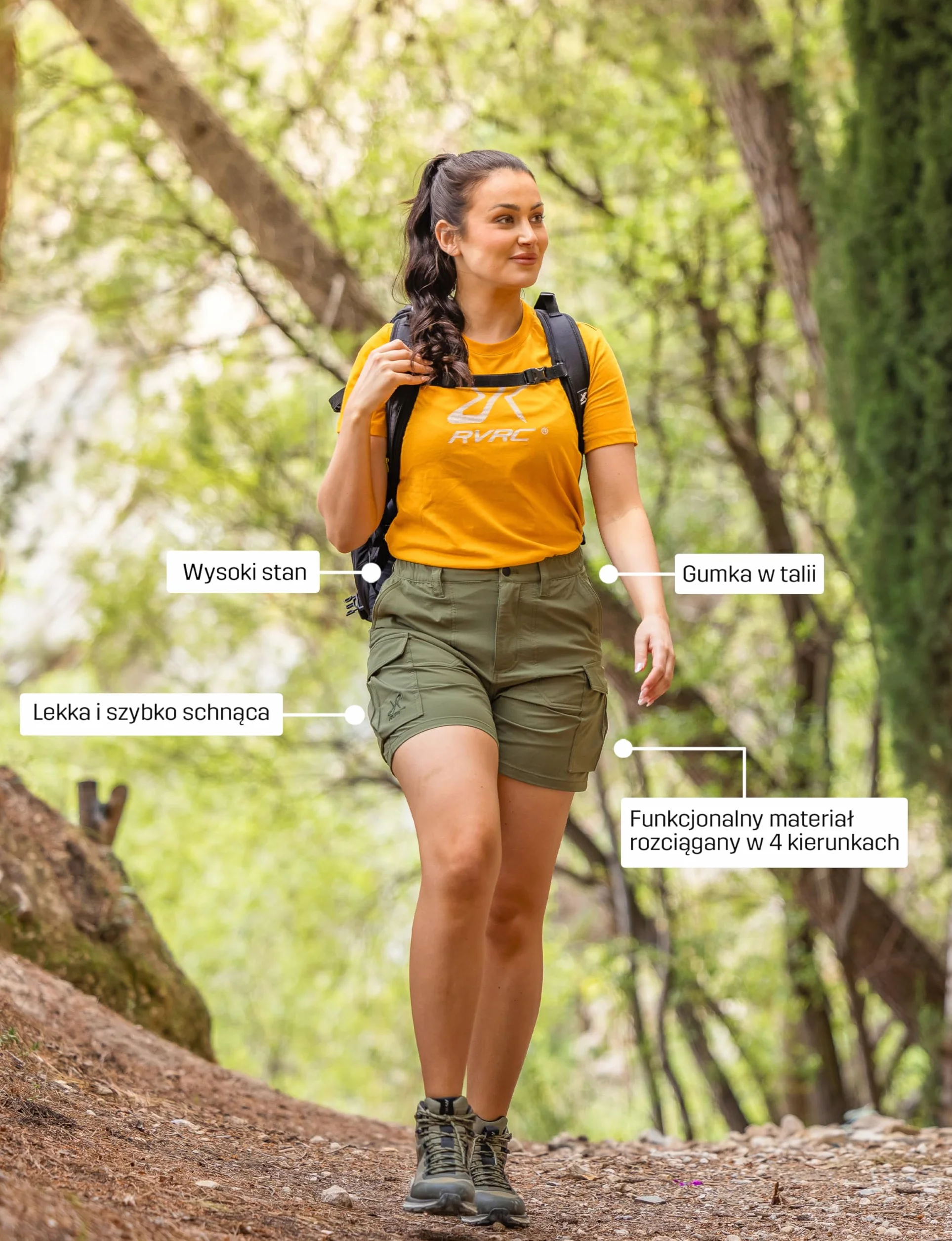 RevolutionRace Adventure Cargo Stretch Shorts Damskie, Lekkie i praktyczne spodenki turystyczne