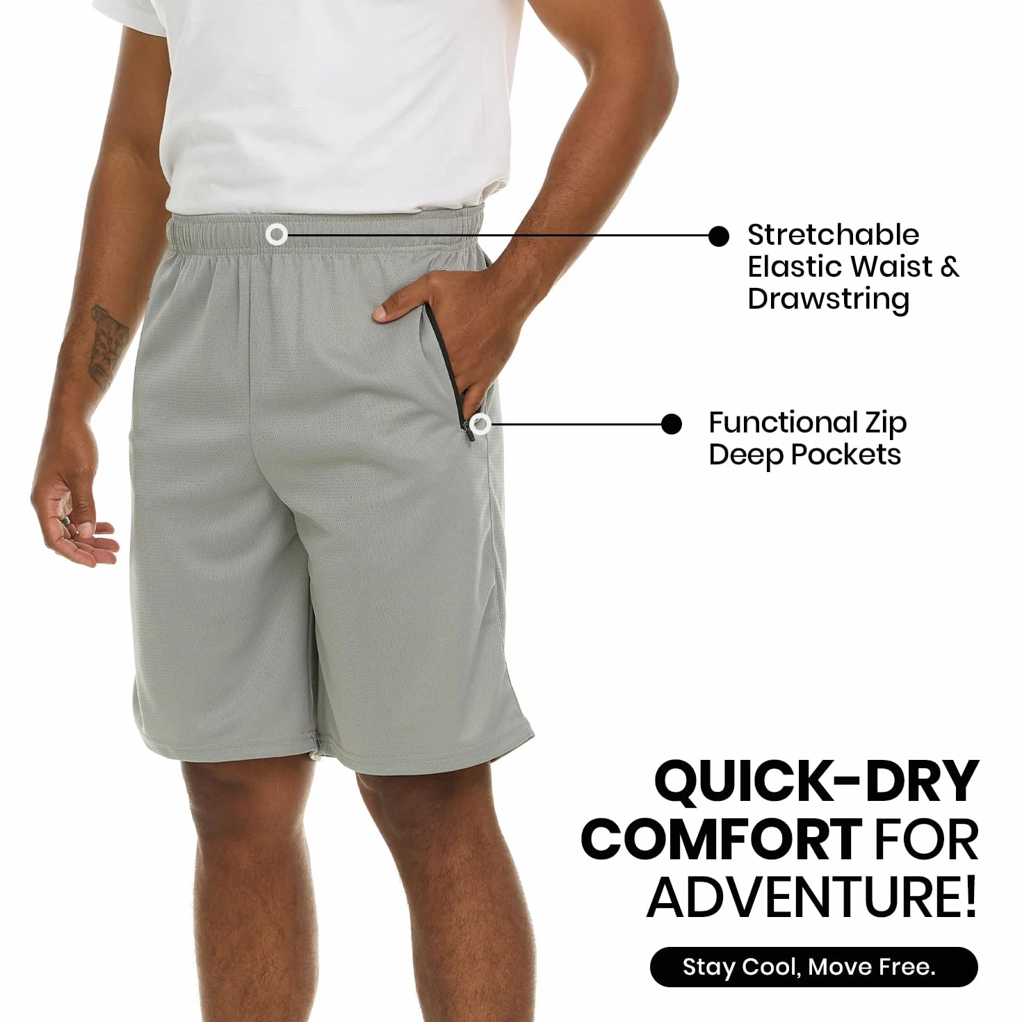 4 Pack: Men's Dry-Fit Sweat Resistant Active Athletic Performance Shorts