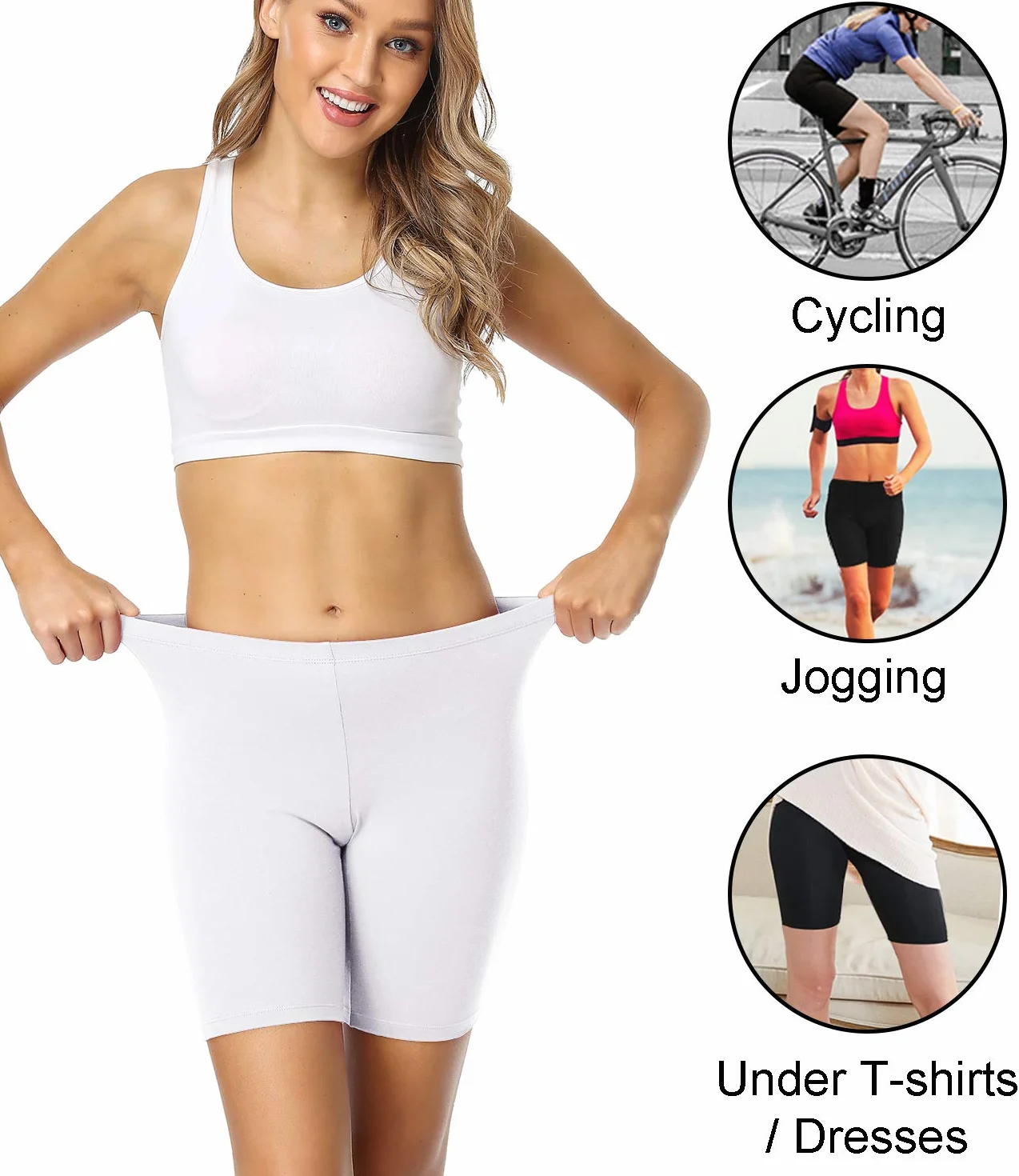 wirarpa Damskie spodenki zapobiegające otarciom damskie bokserki bielizna bawełniane spodenki rowerowe legginsy pod sukienką 4 szt