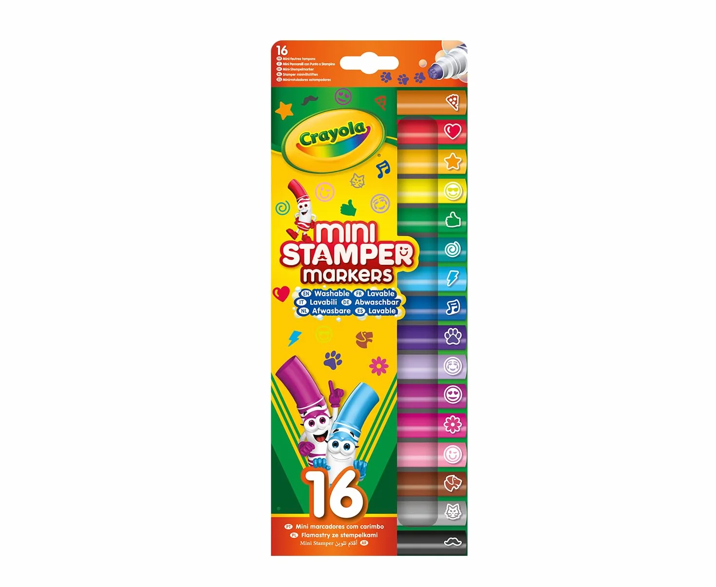 CRAYOLA - 16 zmywalnych markerów ze stemplem Pip Squeaks, różne kolory, do szkoły i w czasie wolnym od 3 lat