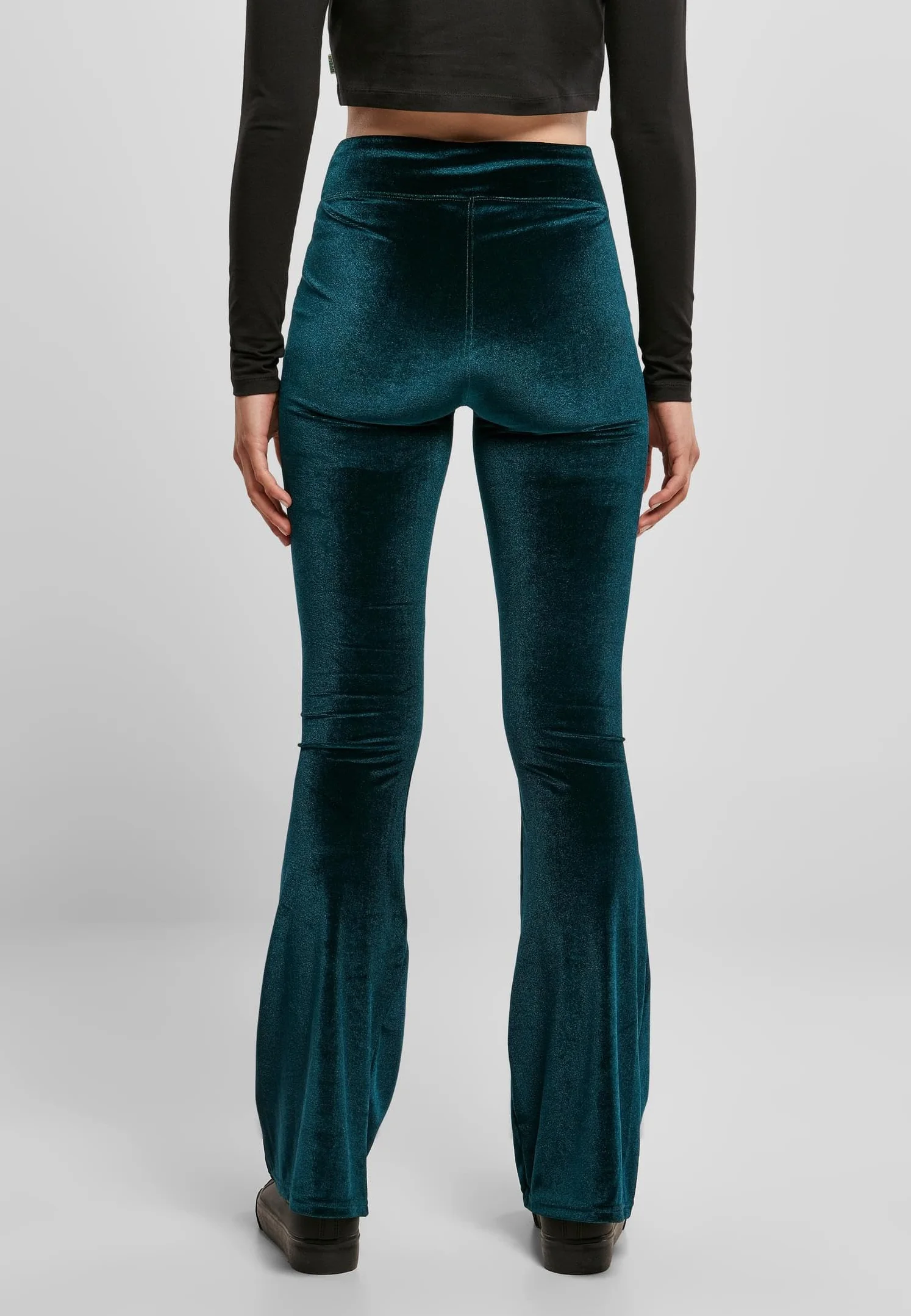 Urban Classics Damskie Legginsy Z Wysokim Stanem Velvet Boot Cut - Leginsy Kobiety