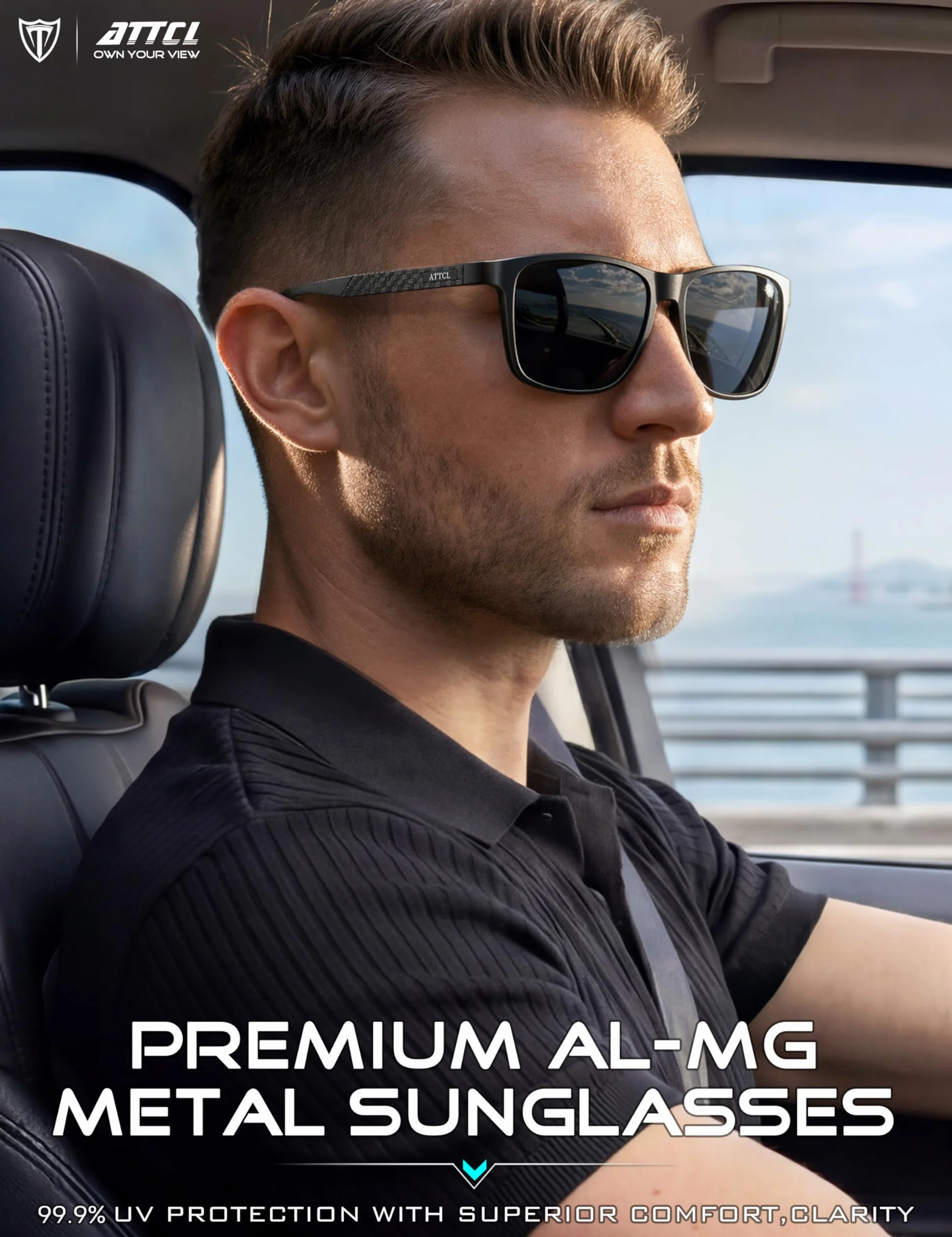 ATTCL m?skie okulary przeciws?oneczne z polaryzacj?, do jazdy, metalowe oprawki ze stopu aluminium i magnezu, ultra, srebrny