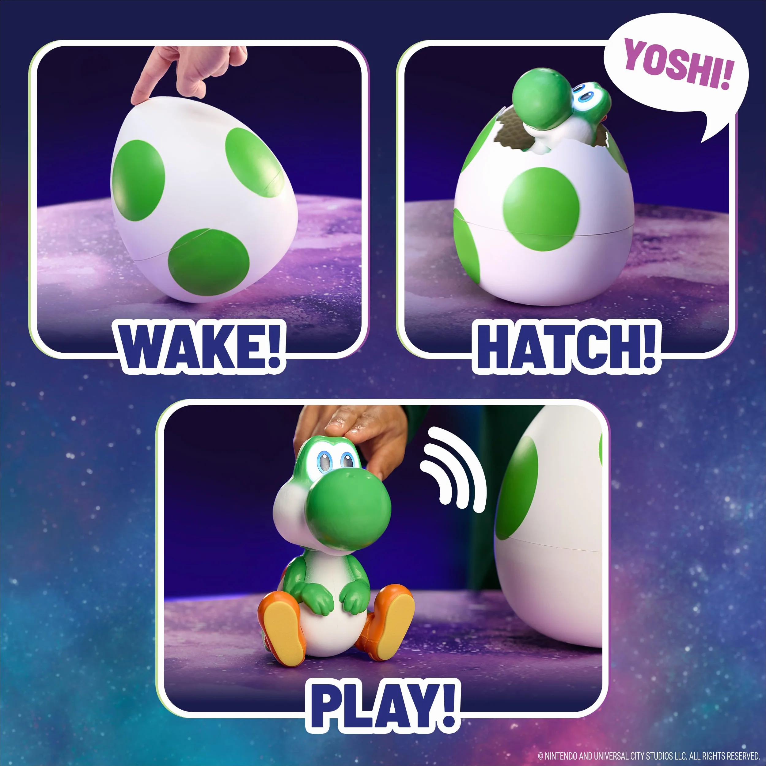 Hatchin' Yoshi from The Super Mario Galaxy Movie, interactive Yoshi Egg Action Figure with Sounds, Ages 4 & Up, Batteries included