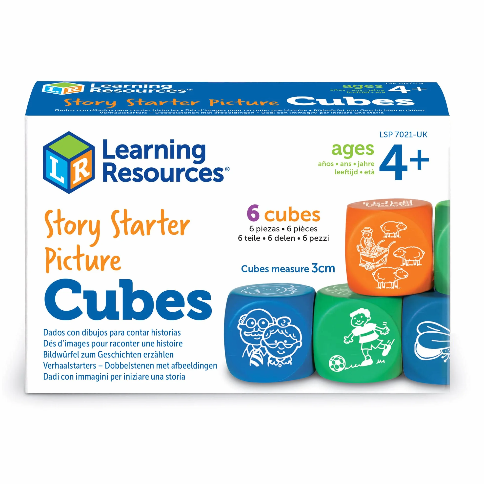 Learning Resources, obrazkami na początek opowieści, zabawkowe kości do gry w opowieści, zabawki edukacyjne, gry ze słownictwem dla dzieci, naukę komunikacji, odpowiednie do zajęć grupowych, 4+