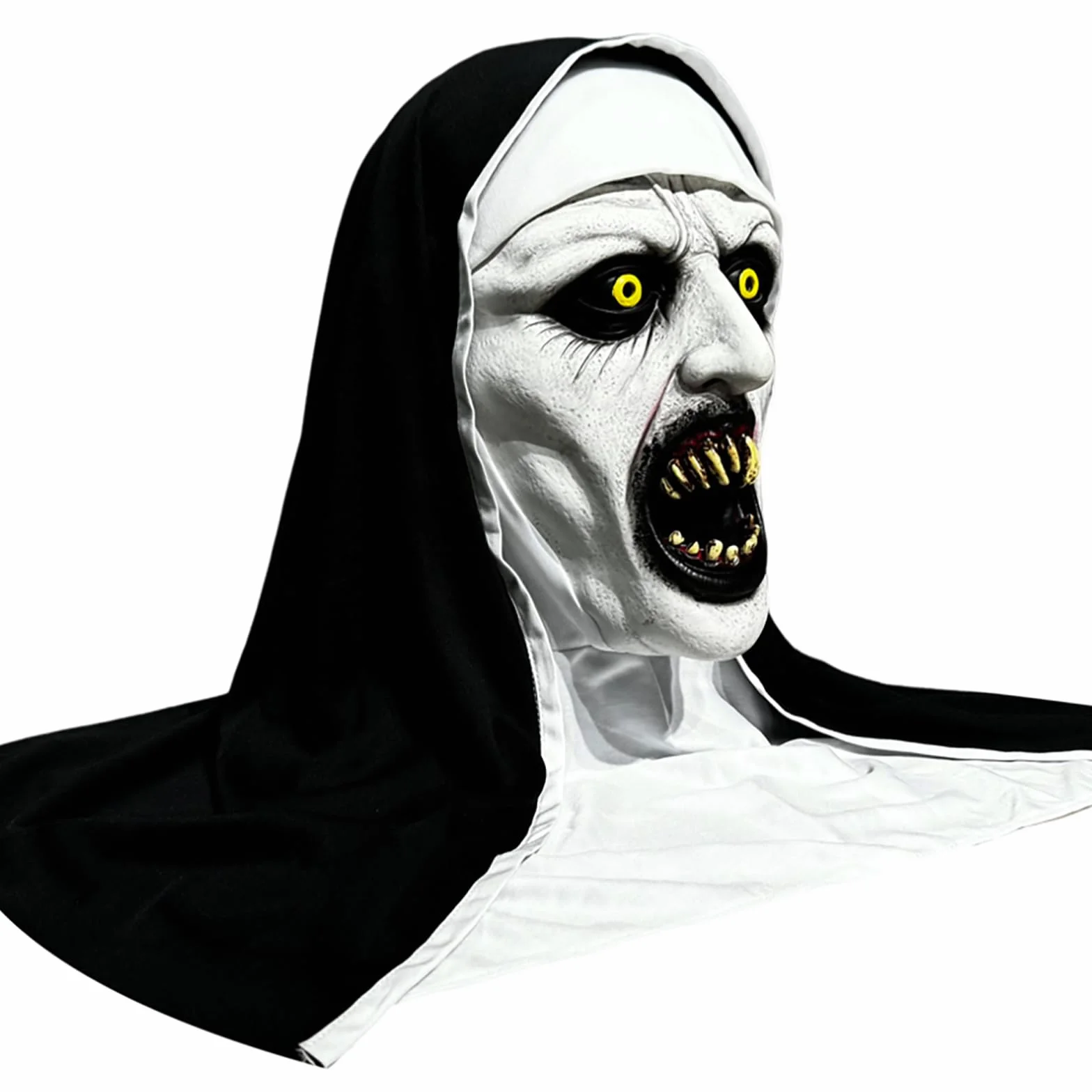 Kostium na Halloween, maska na Halloween, przerażająca zakonnica, maska na całą głowę, wykonana z lateksu, idealna na Halloween, imprezy z horroru i imprezy kostiumowe, uniseks