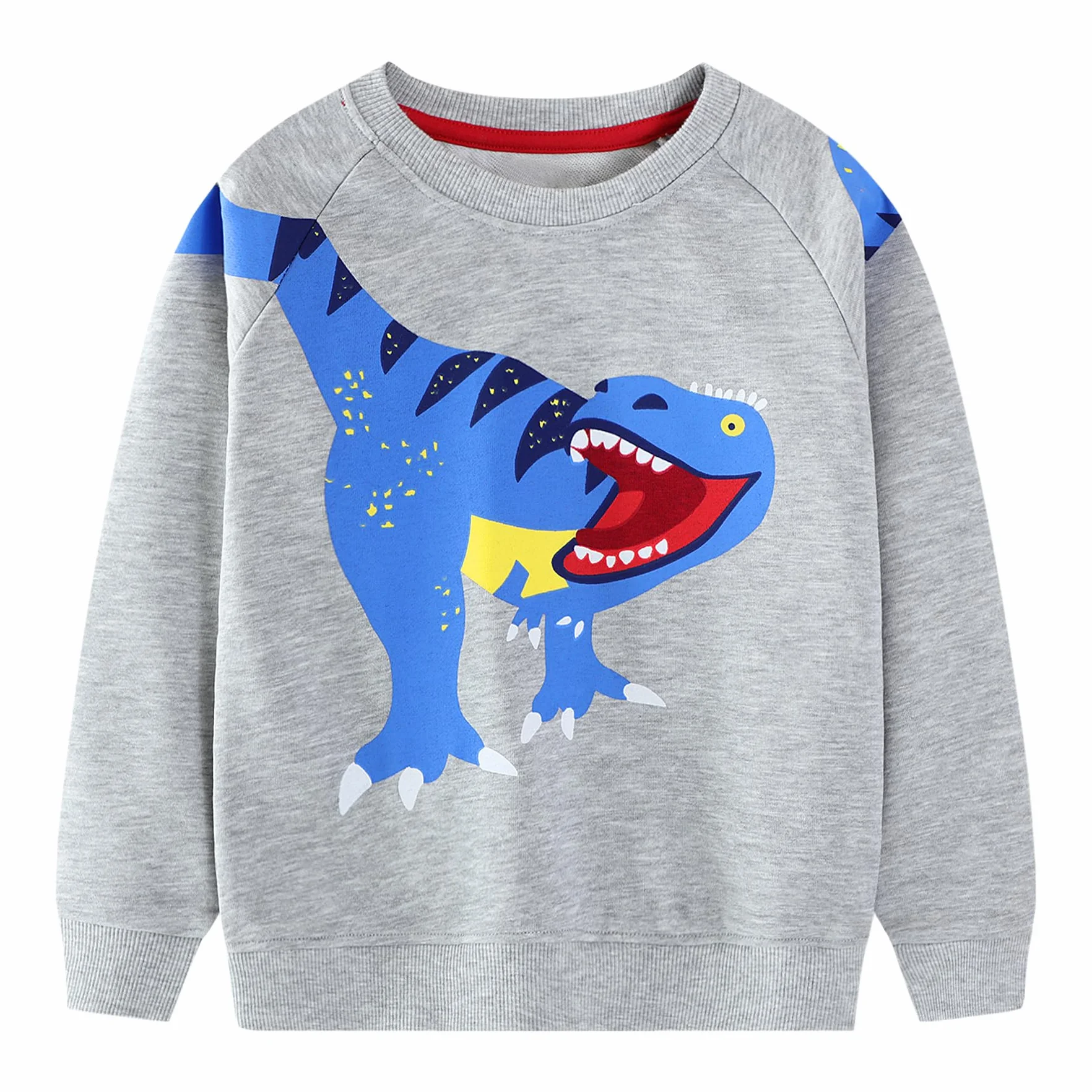 Dziecięca bluza bawełniana okrągły dekolt sweter dinozaury koparka nadruk sweter Święty Mikołaj łoś haftowany sweter ciepły sweter z długim rękawem jesienno-zimowy top dziecięcy 2-7 lat