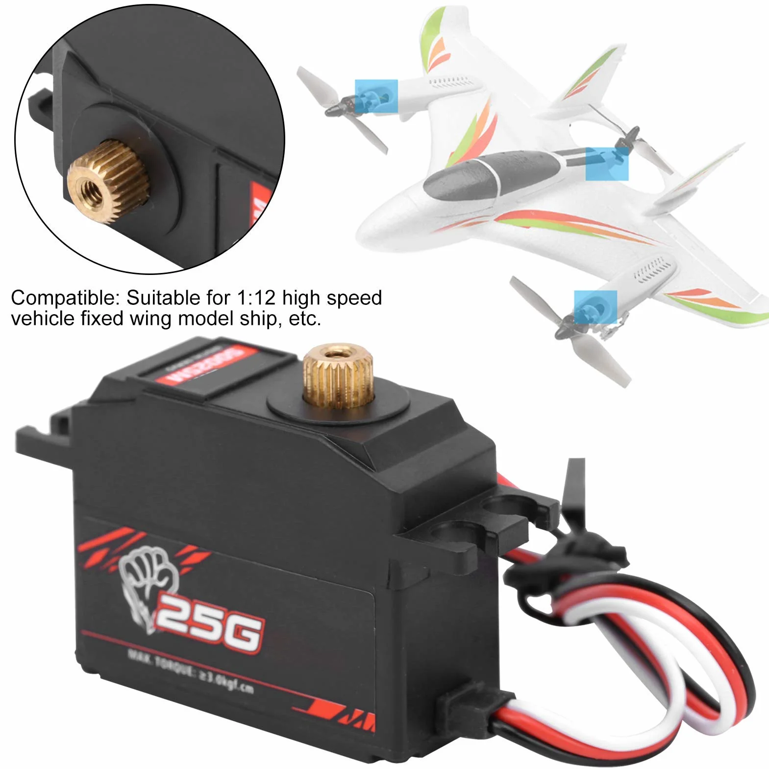 VGEBY Servo Digital Servo S0025M 25 g metalowy zębatka cyfrowa serwo część zamienna akcesorium do modelu łodzi samochodowych 1/12 RC