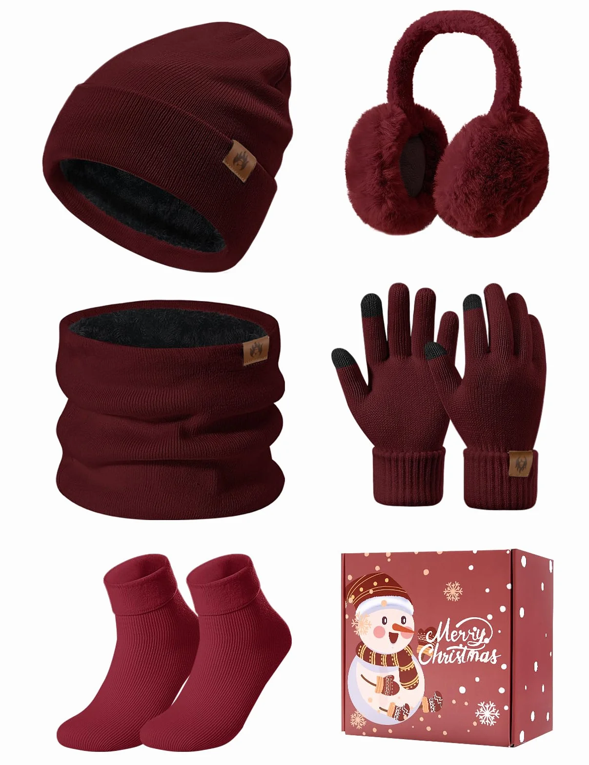 Zestaw dzianinowych czapek i szalików, 5 szt., zimowe ciepłe zestawy, czapka beanie z podszewką polarową, rękawiczki do ekranów dotykowych, pluszowe ocieplacze na uszy, ocieplacze na szyję