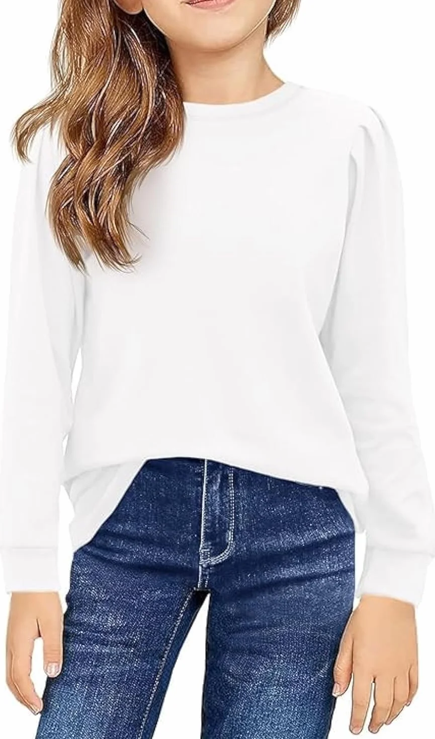 Haloumoning Dziewczęca koszulka z długim rękawem bawełna okrągły dekolt top lekka sportowa koszulka z długim rękawem basic casual bluza