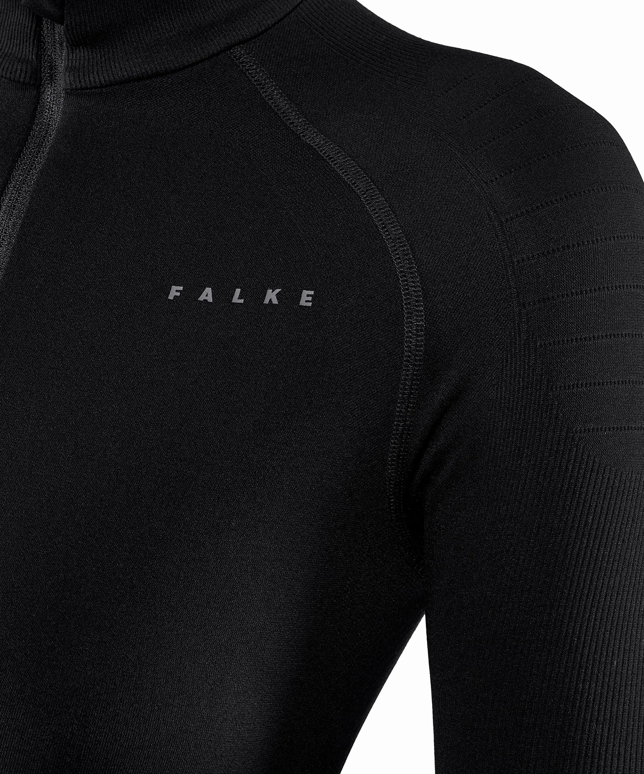 FALKE Kobiety Warstwa podstawowa (góra) Maximum Warm High Zip Neck W L/s Sh Termoaktywny, Oddychający i Szybkoschnący szybkoschnące ciepłe 1 Sztuka, Czarny Black 3000, S