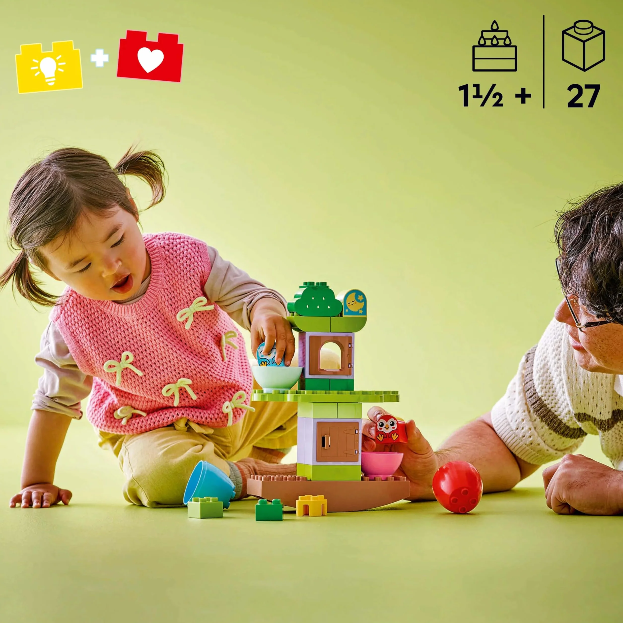 LEGO DUPLO Moje Pierwsze Balansujące Drzewko, Edukacyjna Zabawka dla Dziecka z Domkiem na Drzewie i 2 Figurkami Ptaków, Kreatywny Pomysł na Prezent na Roczek dla Dziewczynki i Chłopca, 10440