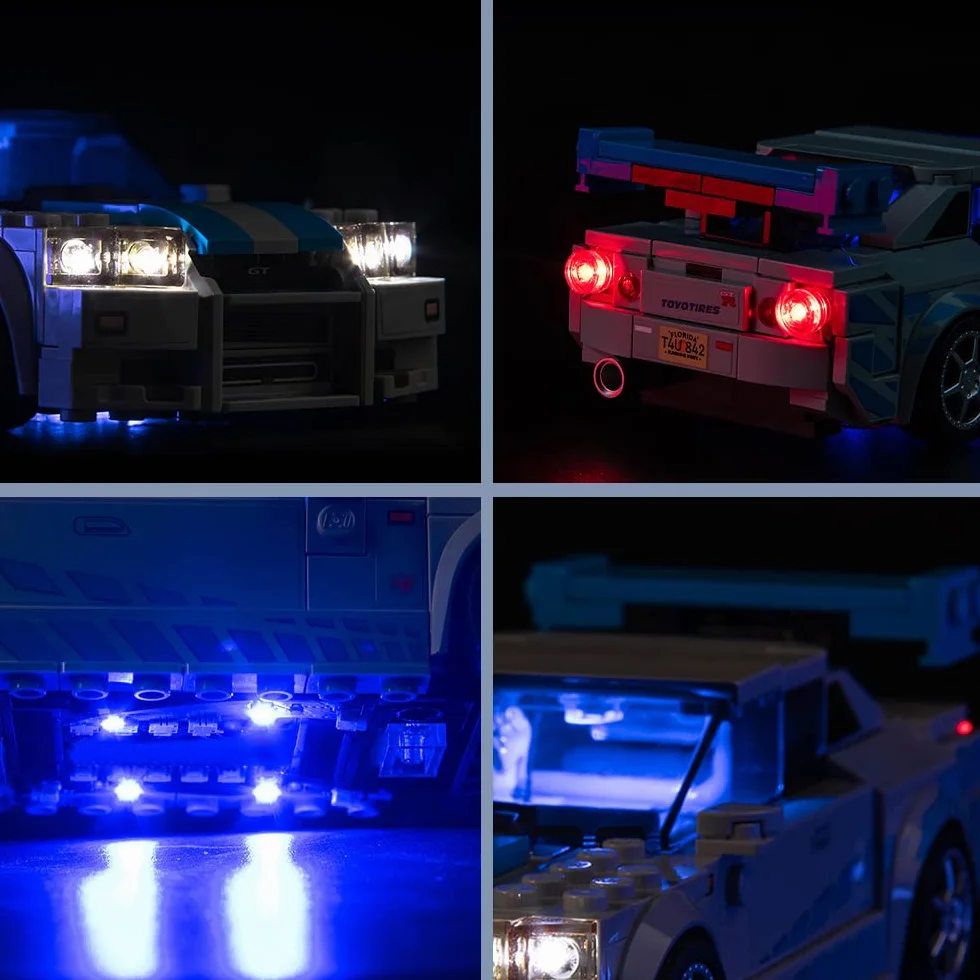Zestaw oświetlenia do Lego 76917 Speed Champions Nissan Skyline GT-R (brak modelu Lego), zestaw oświetlenia LED kompatybilny z Lego Nissan Skyline GT-R, kreatywne lampki zabawkowe