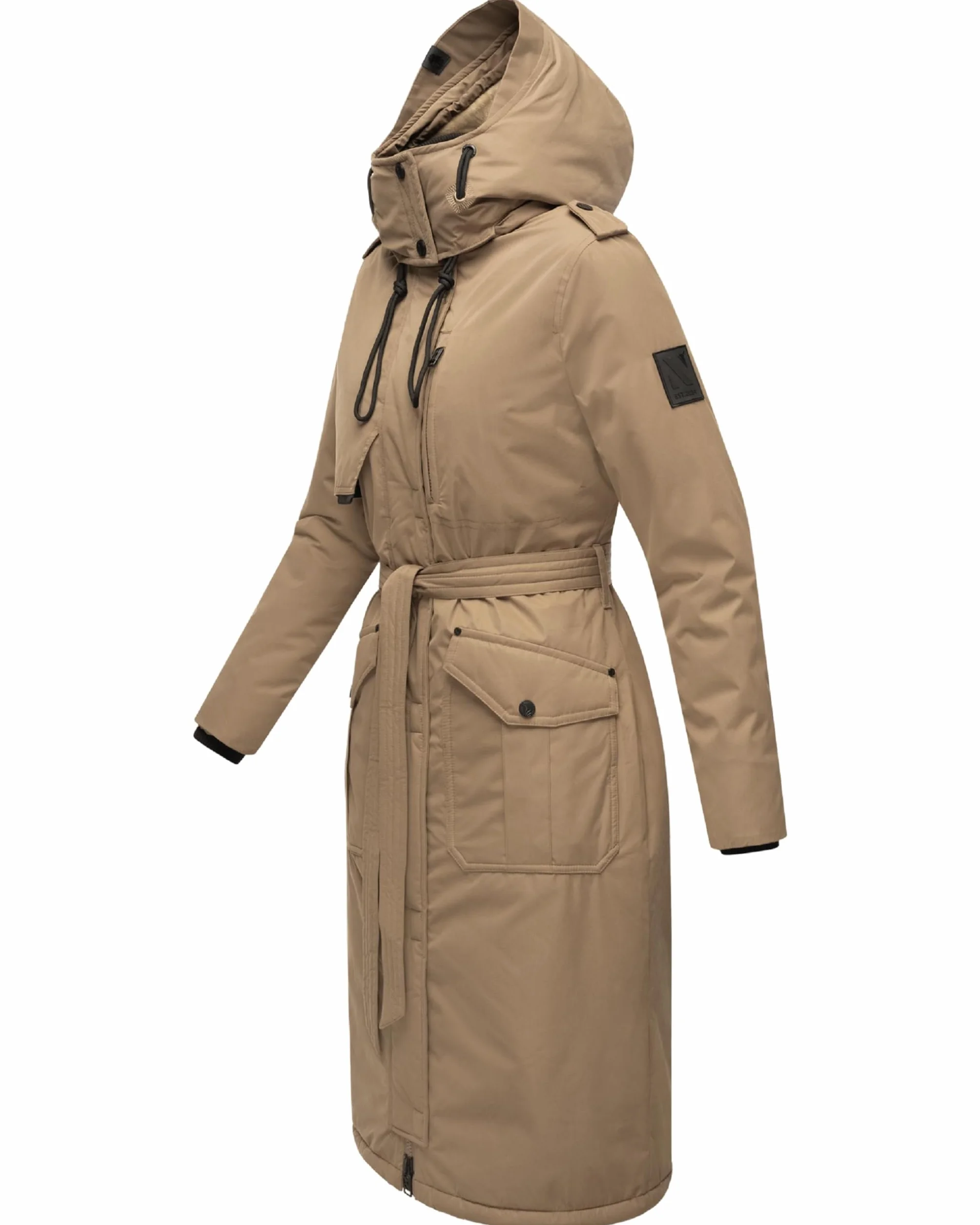 Navahoo Damski płaszcz zimowy, ciepła parka, długa z wysokim kołnierzem i miękkim kapturem, Hokulanii, XS-XXL