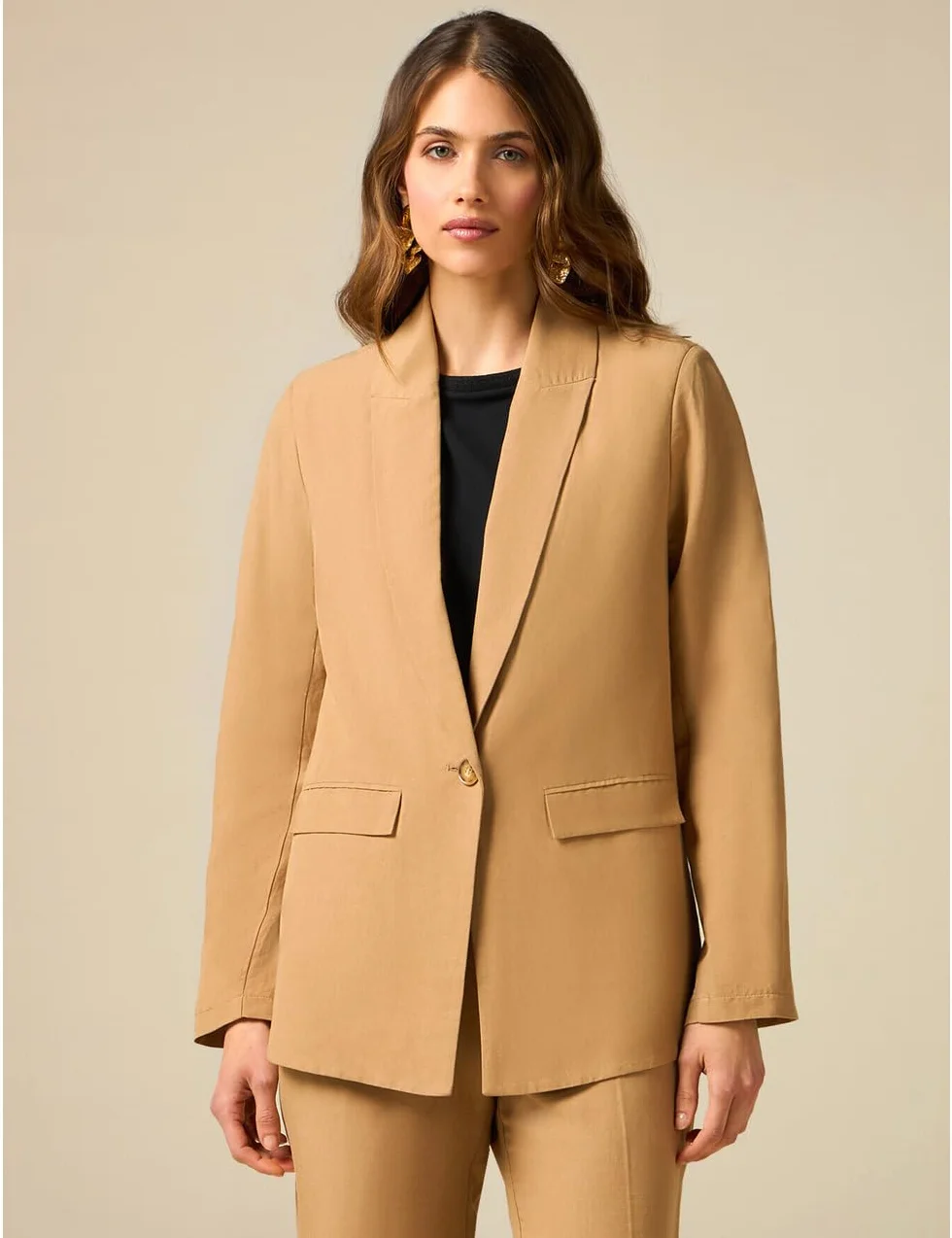 Oltre: Blazer z mieszanki lnu Spring Summer 24, beżowy, 48