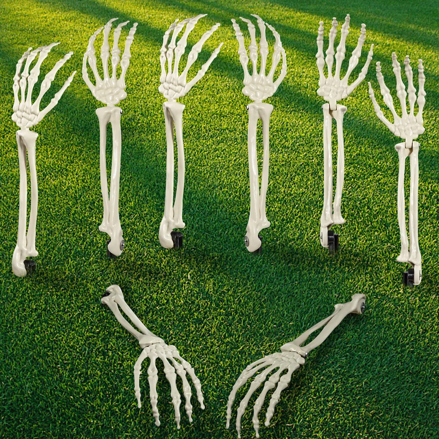 Halloween realistyczny szkielet, słupki, zombie, duch, ręce, odłączone tworzywo sztuczne, szkielet, ręce, znak na Halloween, rekwizyty (4 pary)