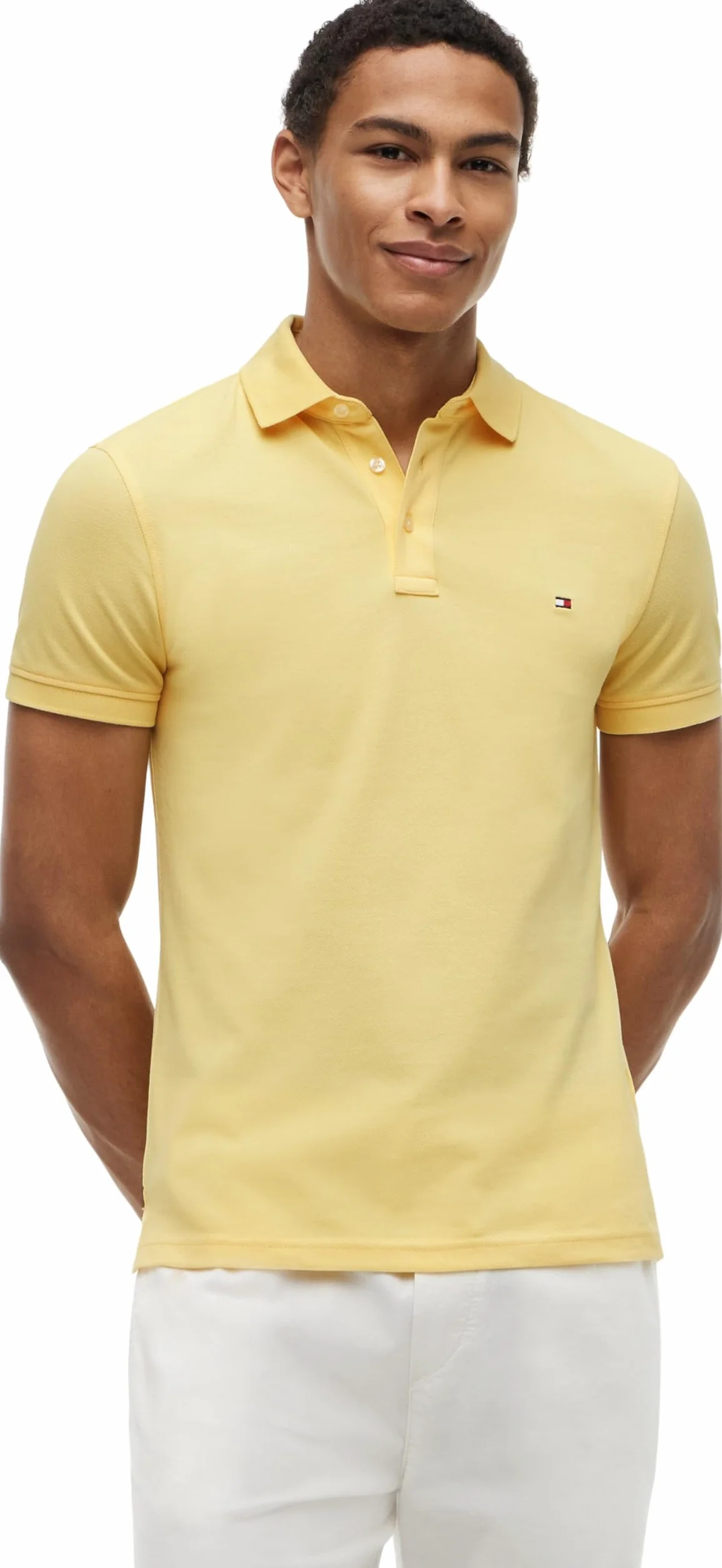 Tommy Hilfiger Męska koszulka polo z krótkim rękawem 1985 Slim Fit, Żółty (Citronella), L
