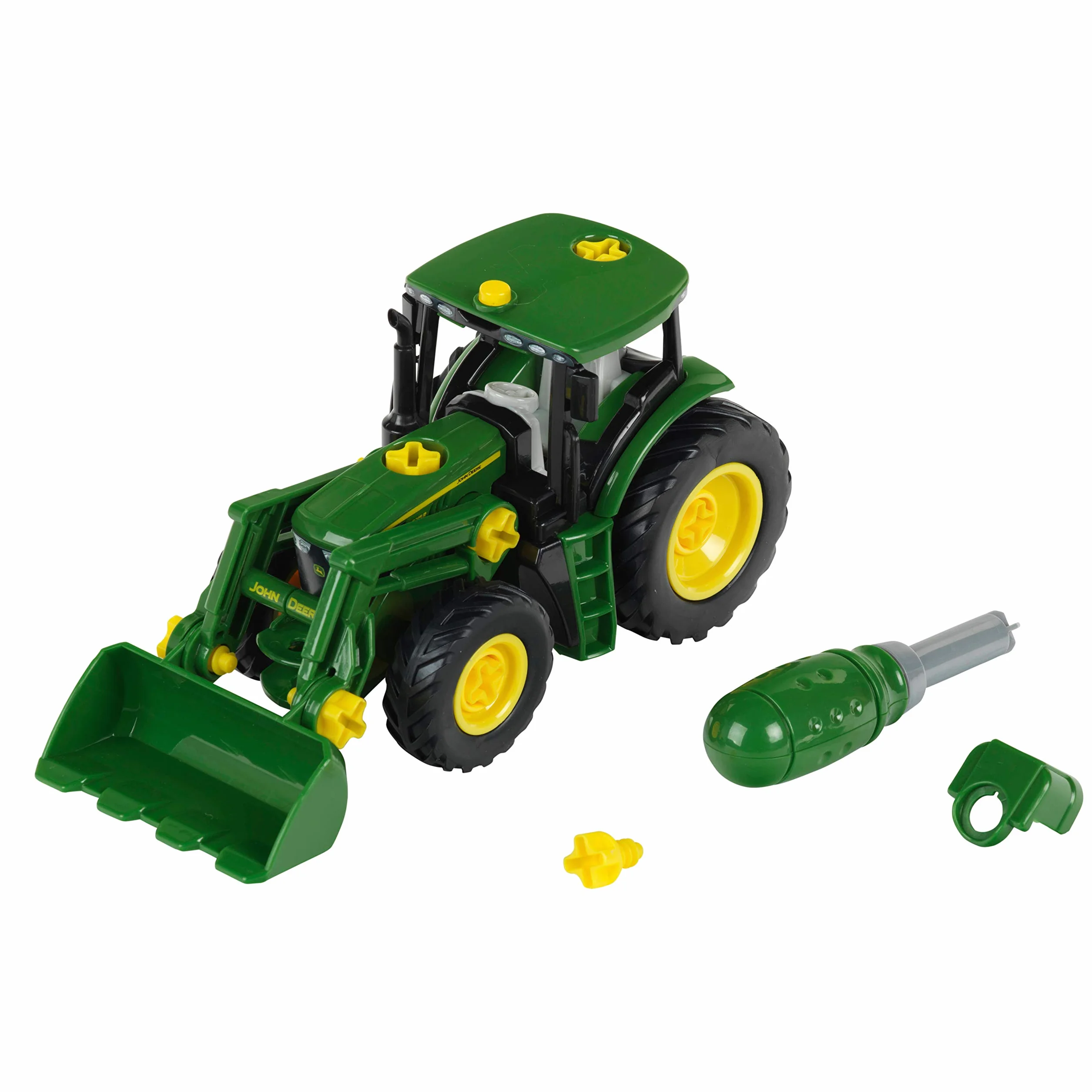 Theo Klein 3903 Traktor John Deere | Z ładowaczem przednim i przeciwwagą | Elementy możliwe do zdemontowania | Zabawka przeznaczona dla dzieci powyżej 3. roku życia