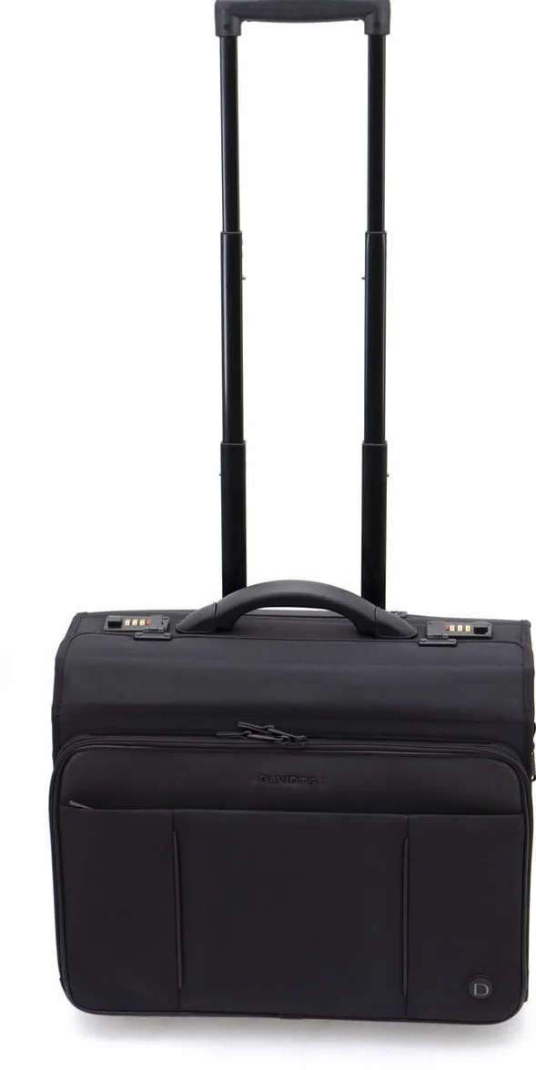 Davidt's Pilot Case Trolley 263113, czarna - walizka bagażowa z kieszenią na laptopa (43.2 cm), poliester, Czarny, Trolley Modell 1, Etui pilota