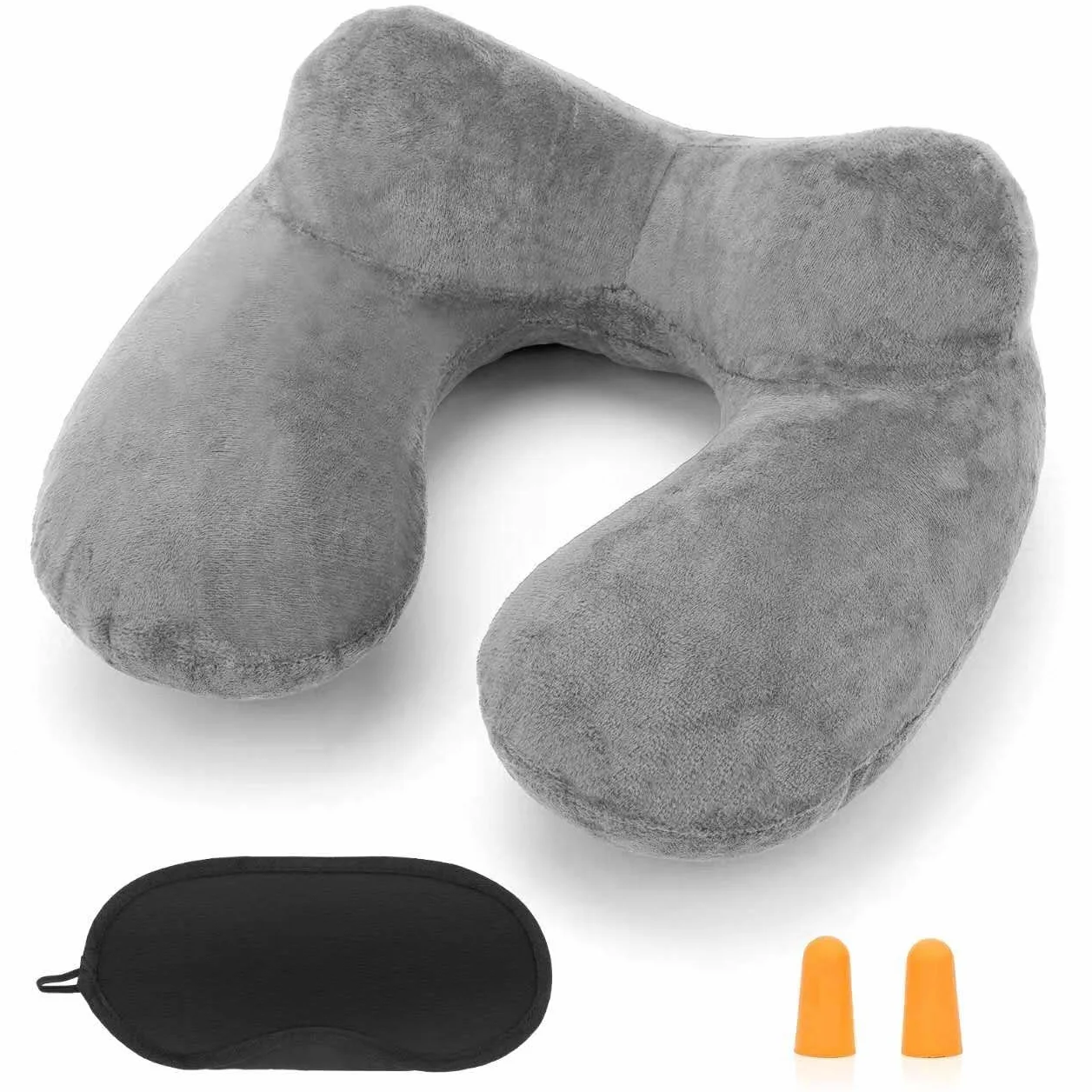 poduszka na szyję poduszka podróżna nadmuchiwana kompaktowa poduszka na kark ergonomiczna poduszka pod głowę z aksamitnie miękką, nadającą się do prania poszewką do kempingu, podróży, samolotu