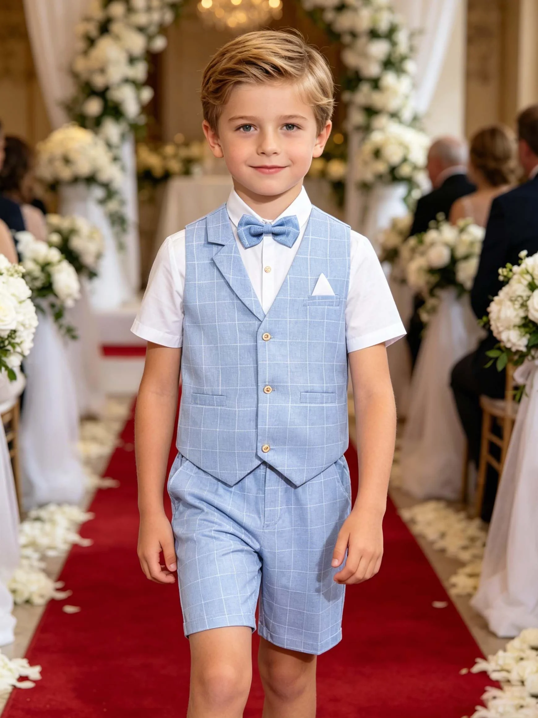 LOLANTA 2-częściowy komplet chłopięcy, elegancki blezer na wesele, bal absolwentów, formalny zestaw kurtek, marynarek,Niebieski,7-8 lat