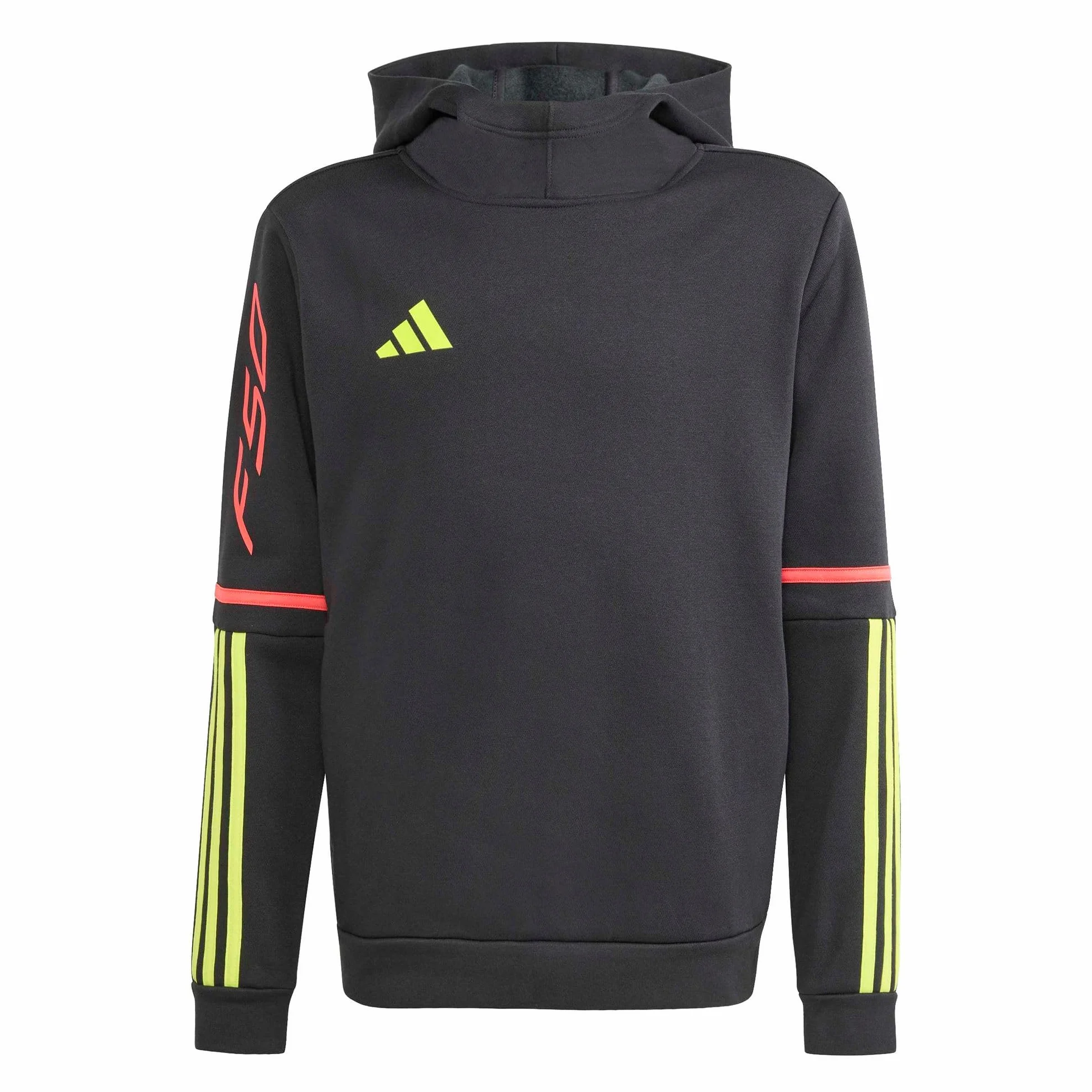 adidas uniseks-kind F50 SWEAT HOODIE KIDS, black/team solar yellow 2/semi lucid red, 7-8 Years