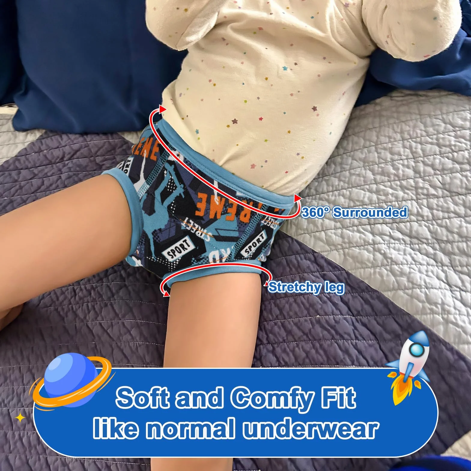 MOEMOE BABY Nocne spodnie treningowe, 6 sztuk, dziecięce spodnie treningowe, nocnik, bielizna dla chłopców w wieku 2-9 lat