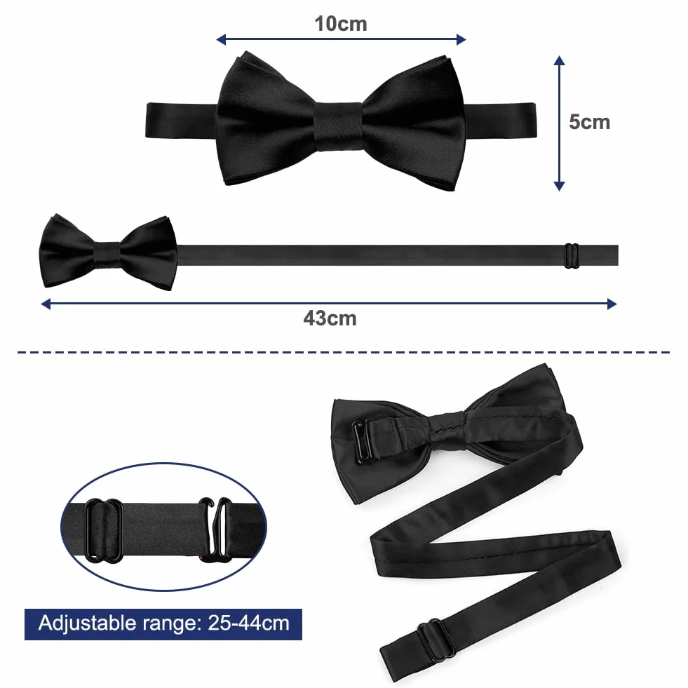 AOOWU Szelki szerokie z muszką w zestawie, 2,5 cm, regulowane szelki z muszką, dla mężczyzn z bardzo mocnymi 3 metalowymi klamrami, rozmiar uniwersalny dla mężczyzn i kobiet